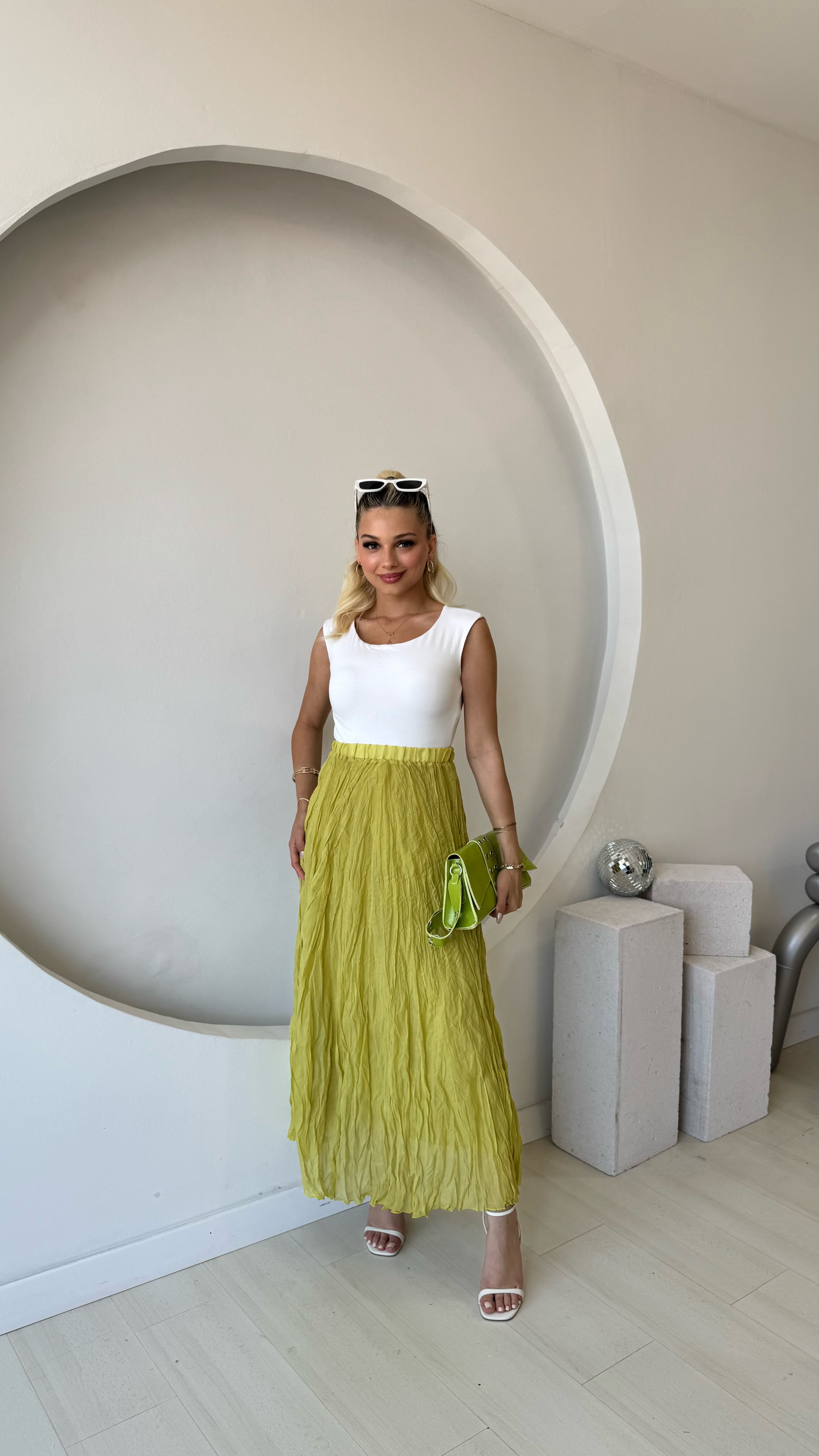 Yeşil Kraşlı Uzun Etek