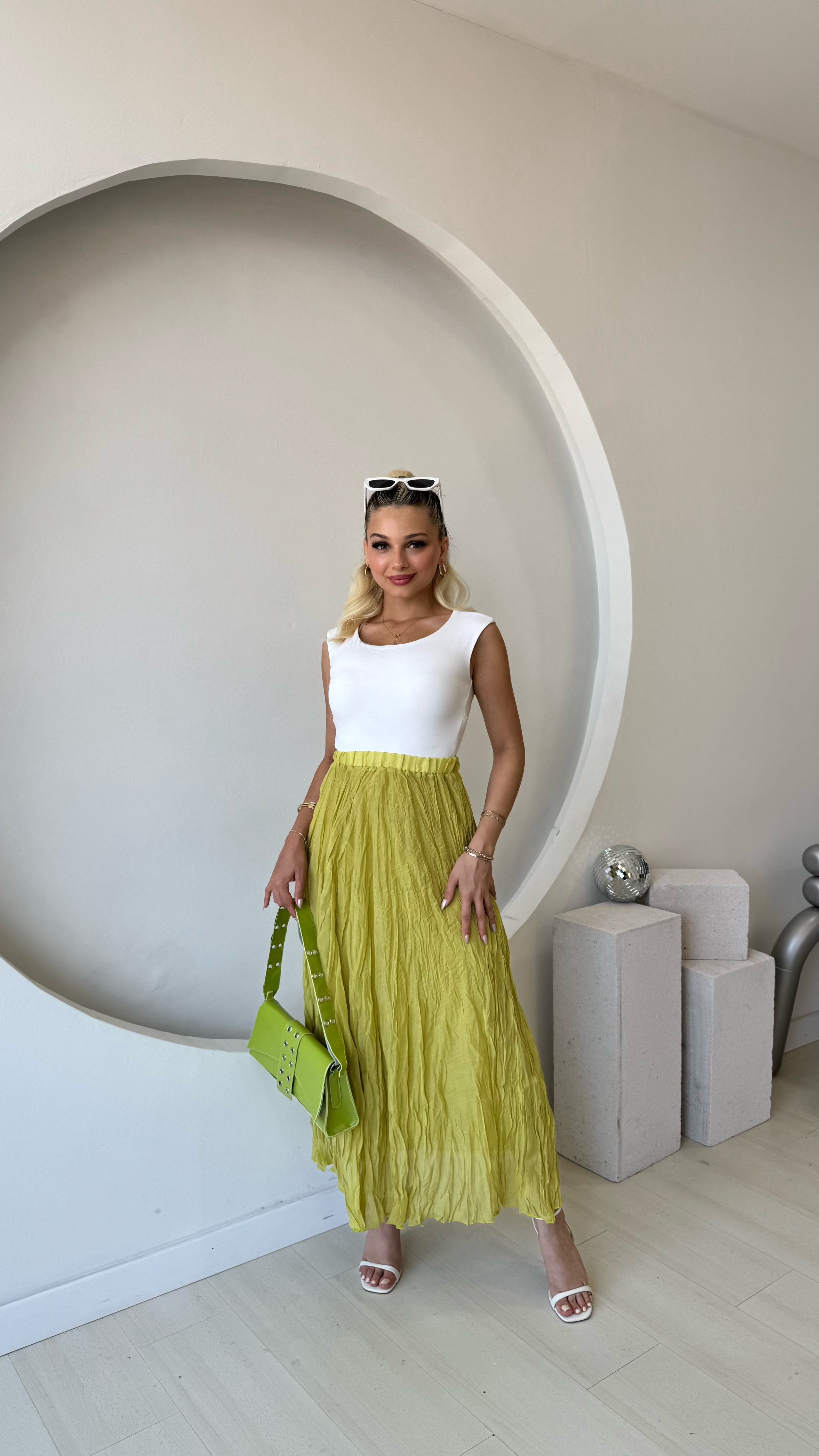 Yeşil Kraşlı Uzun Etek