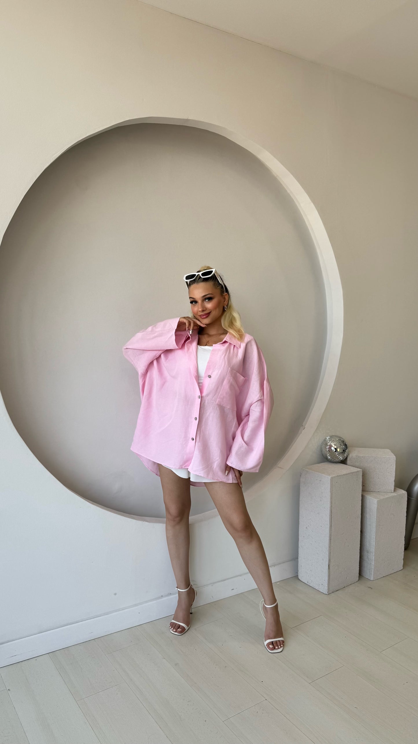 Pembe Tek Cepli Salaş gömlek