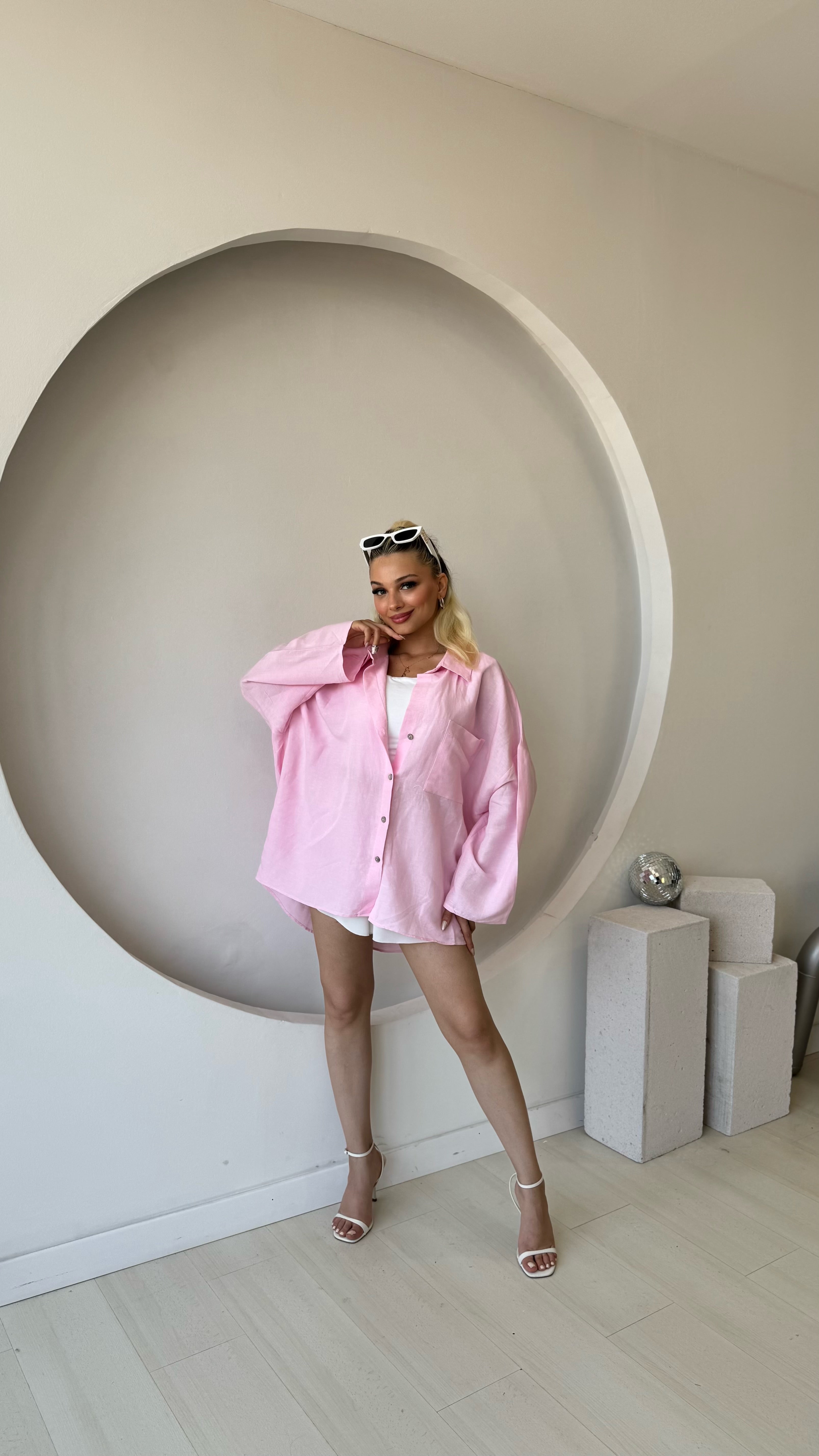 Pembe Tek Cepli Salaş gömlek