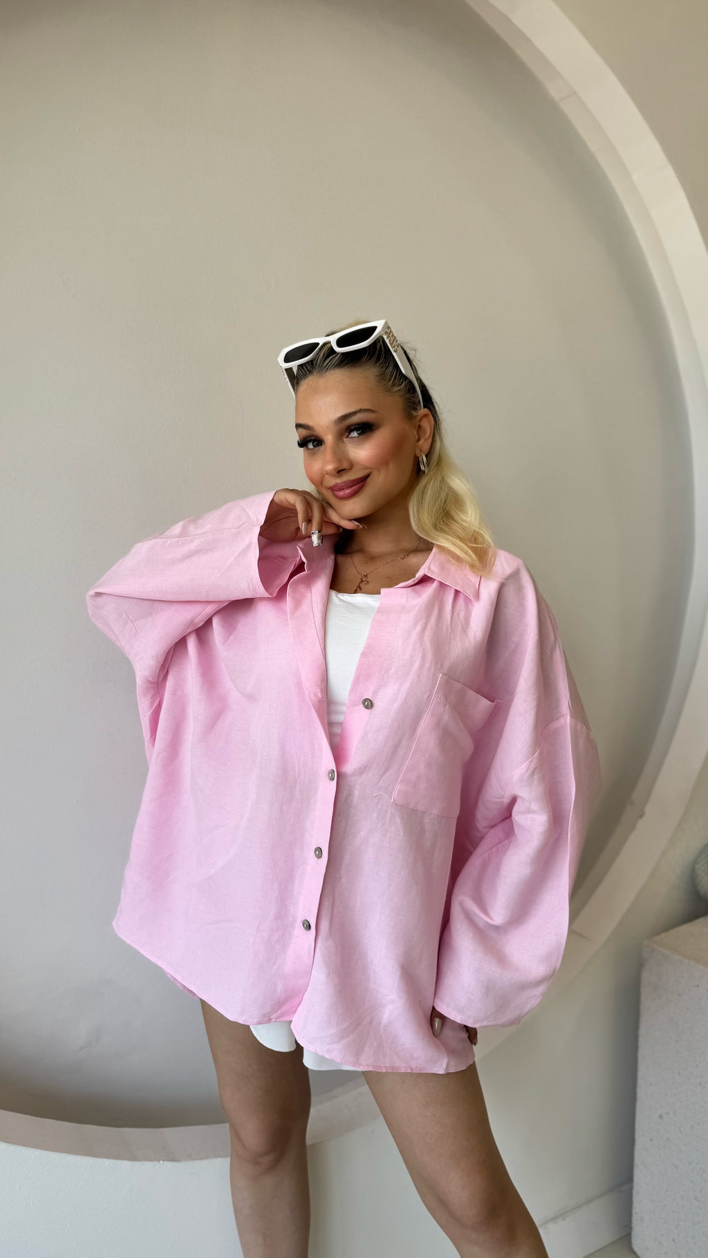 Pembe Tek Cepli Salaş gömlek