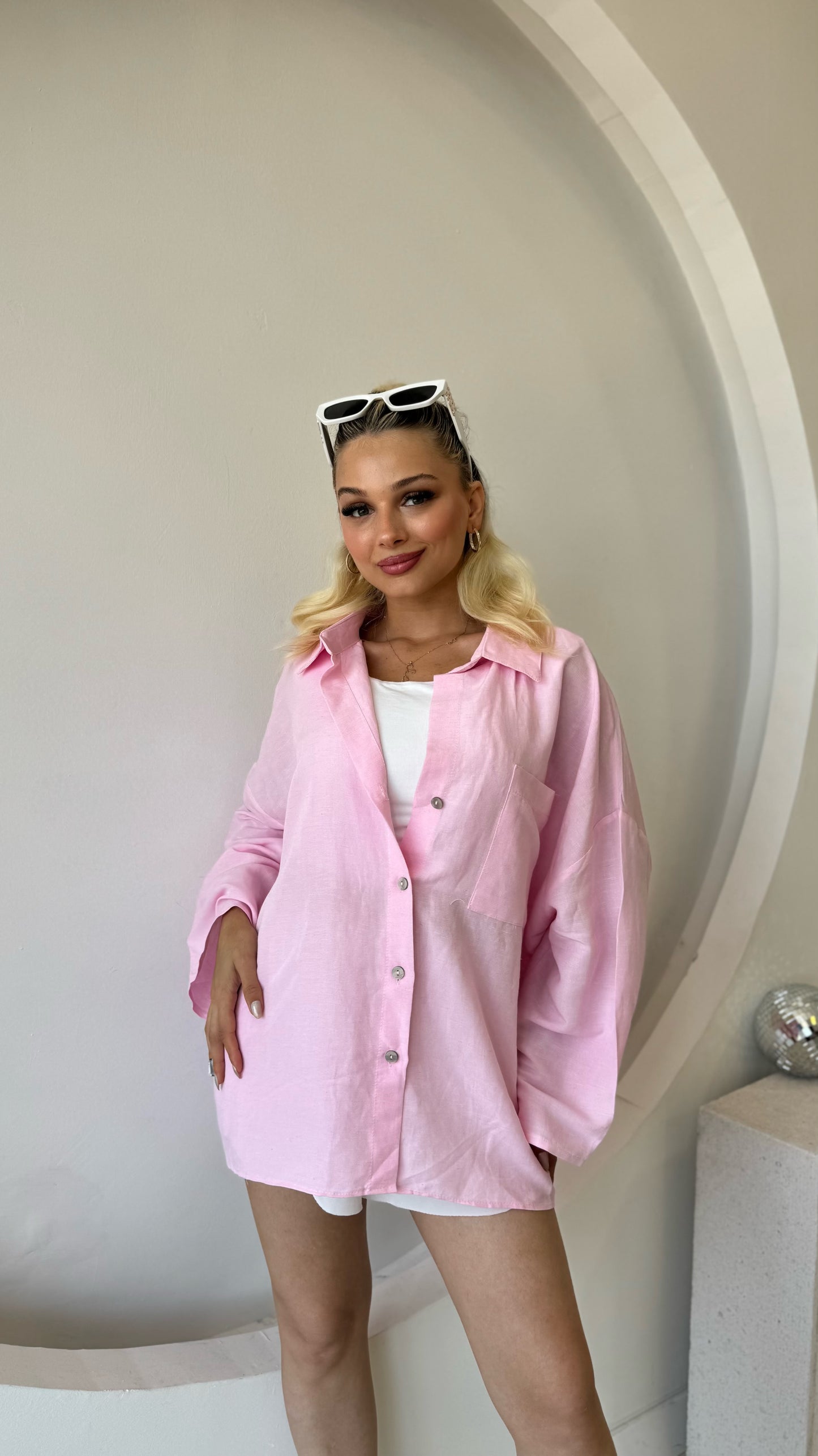 Pembe Tek Cepli Salaş gömlek
