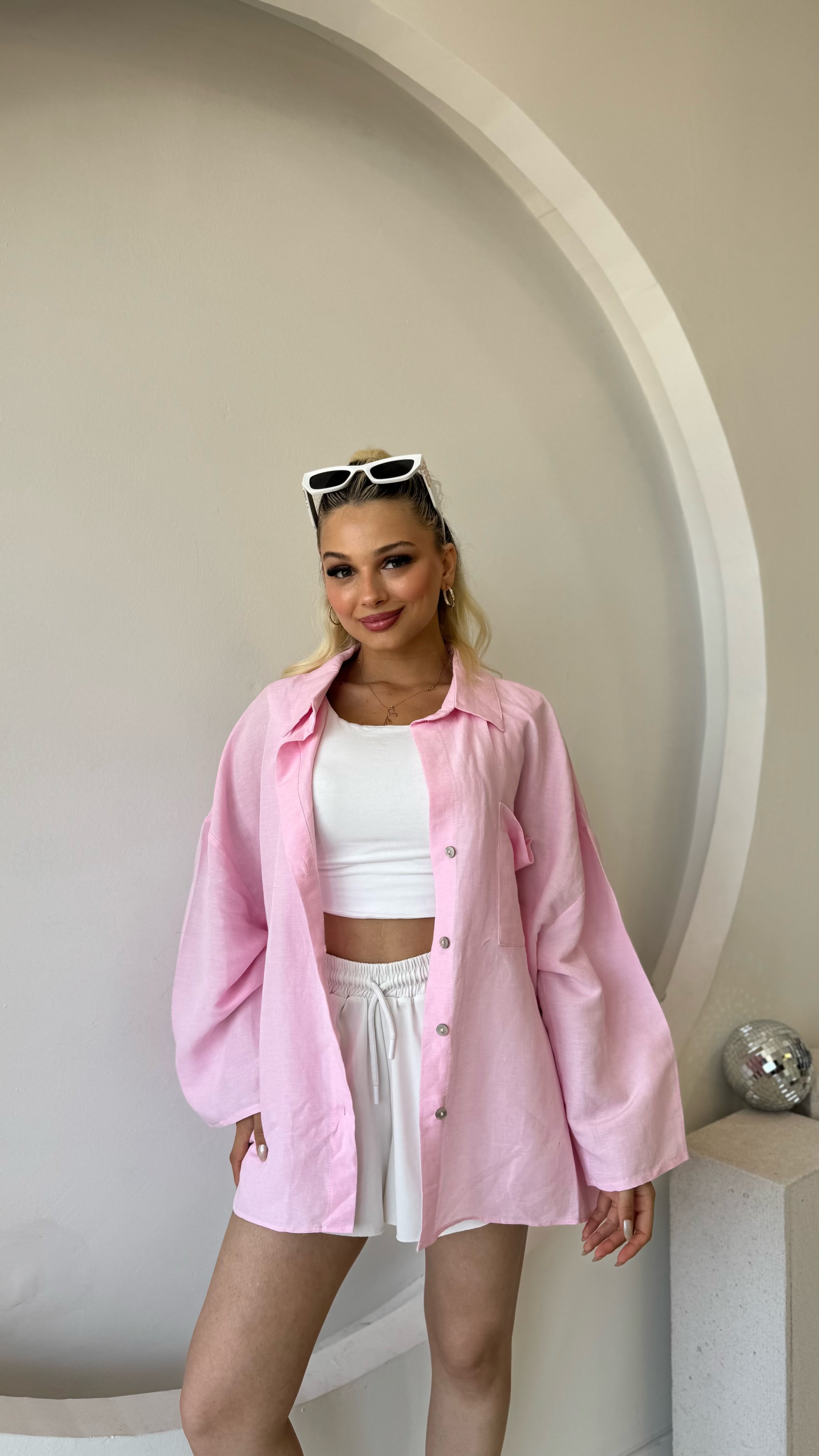 Pembe Tek Cepli Salaş gömlek