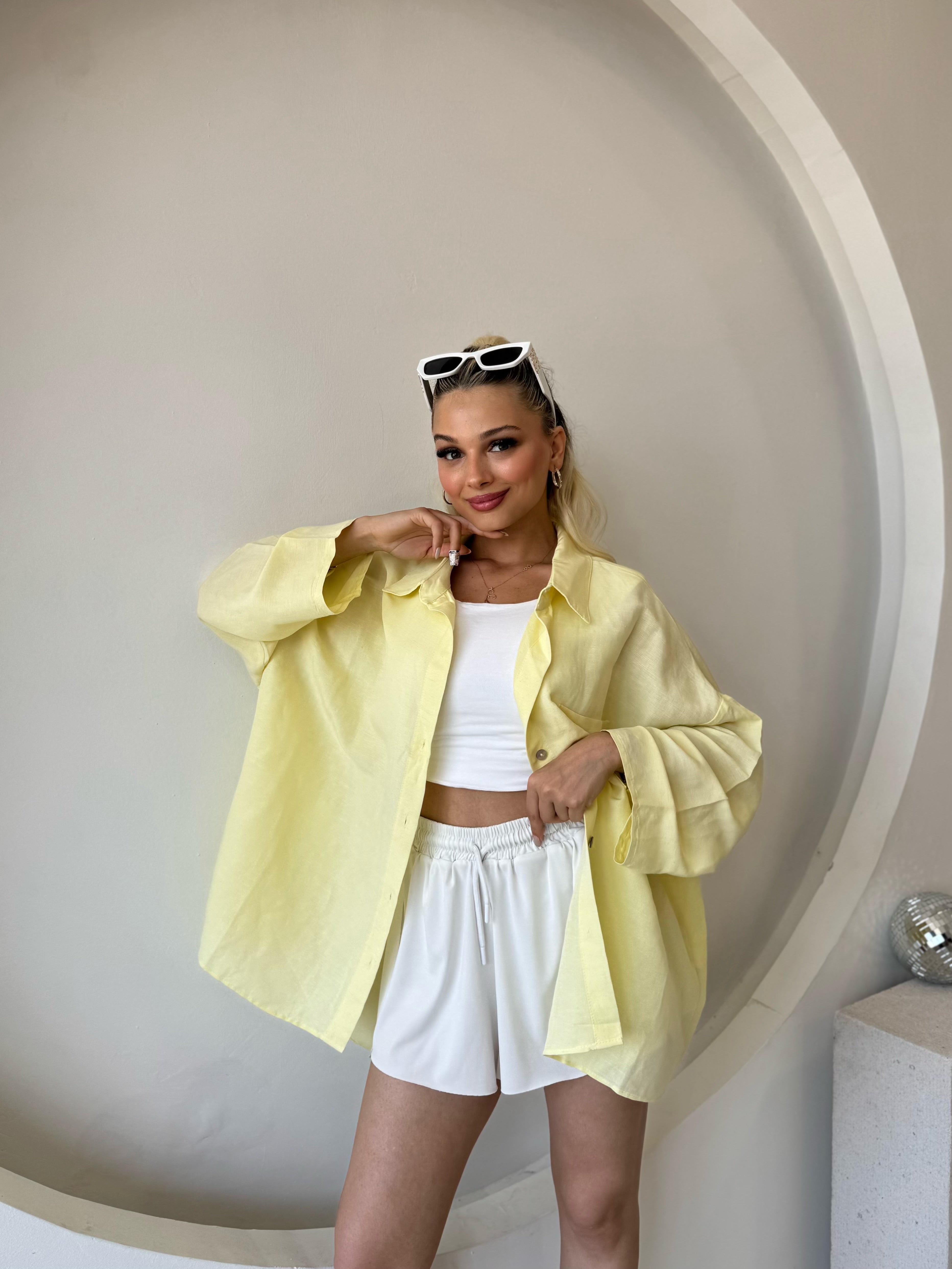 Sarı Tek Cepli Salaş Gömlek