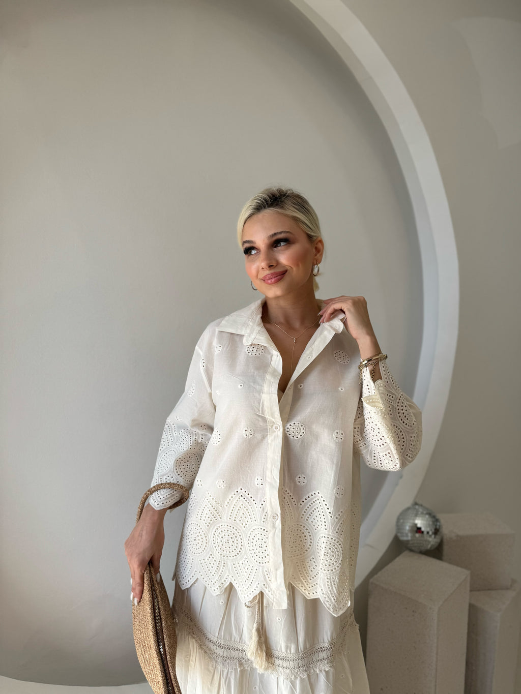 Ekru Gömlek Etek Fisto Takım