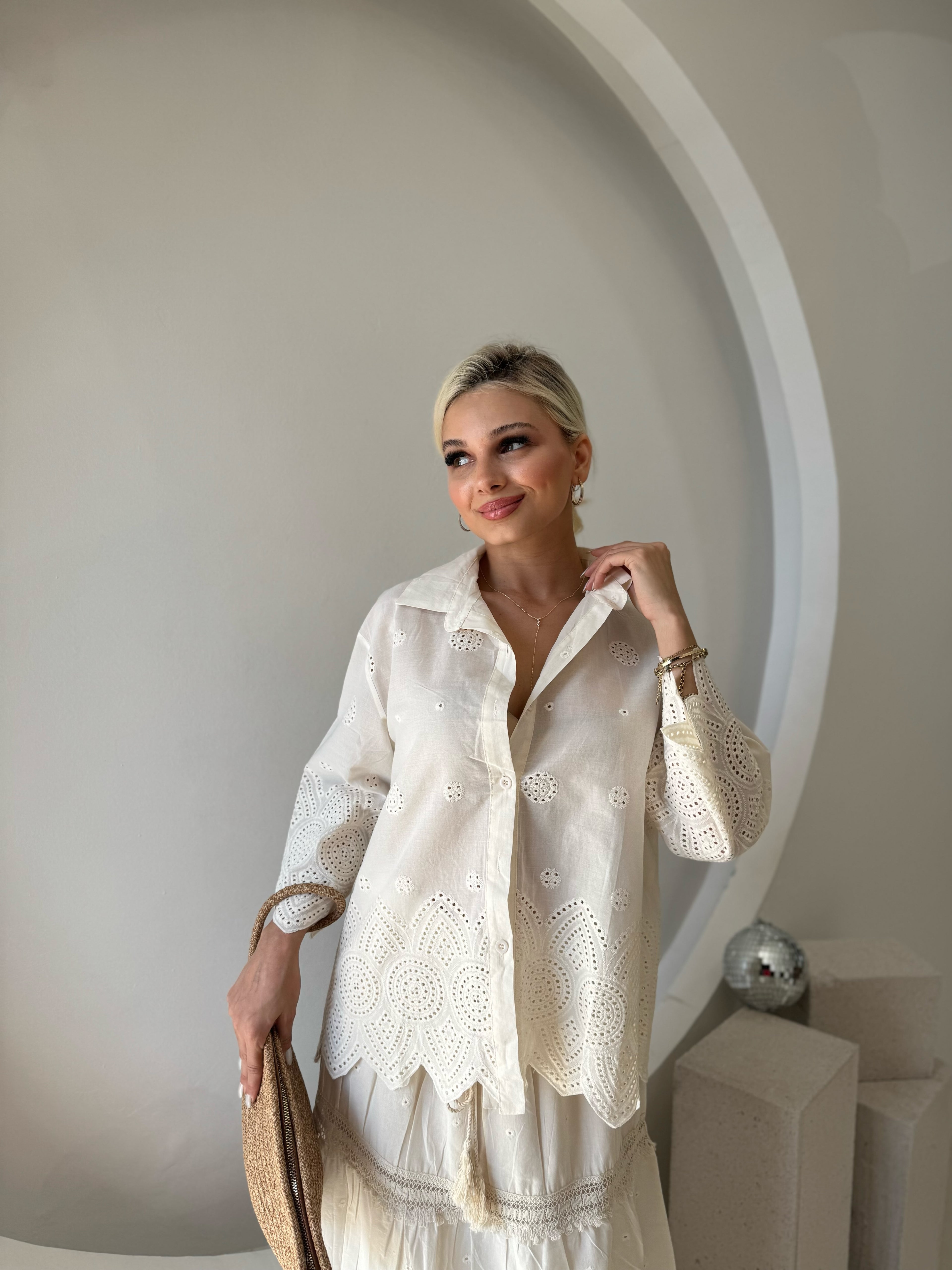 Ekru Gömlek Etek Fisto Takım