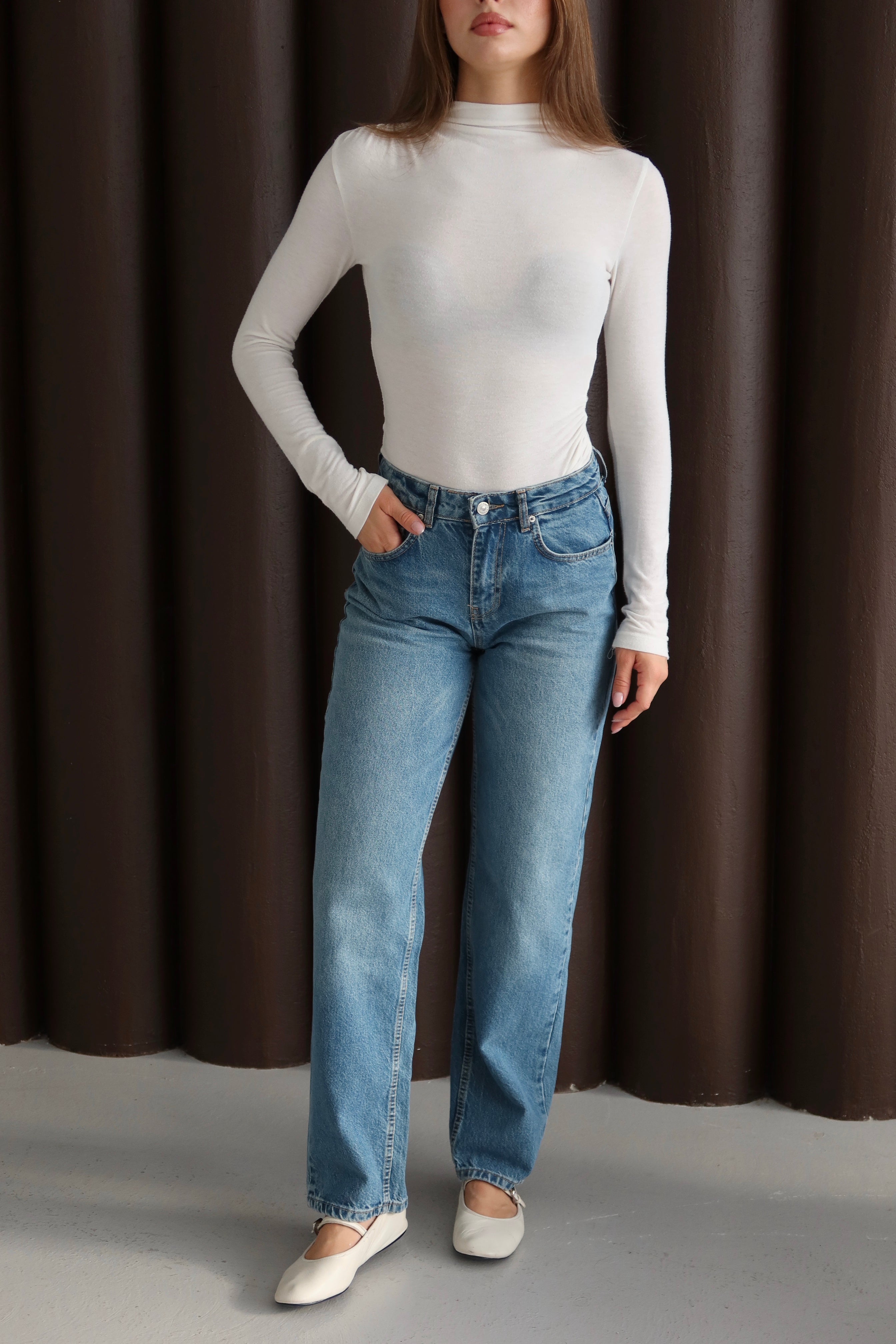 Koyu Mavi Mom Jean