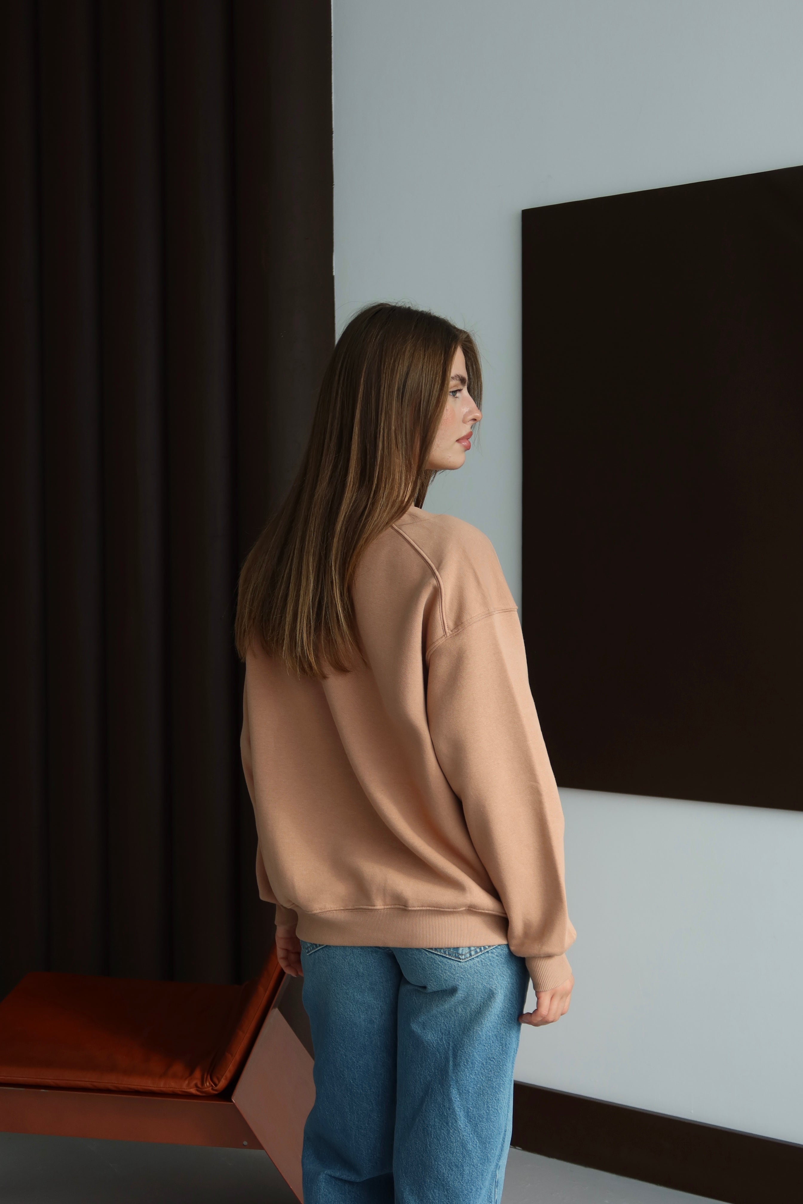 Yumuşak Dokulu Şardonlu Oversize Sweatshirt