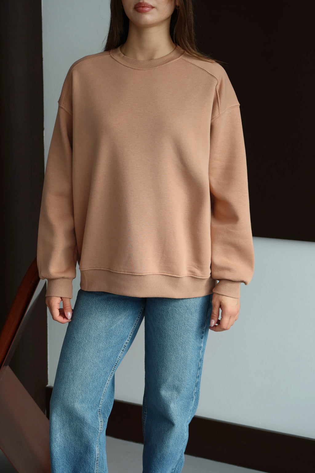 Yumuşak Dokulu Şardonlu Oversize Sweatshirt