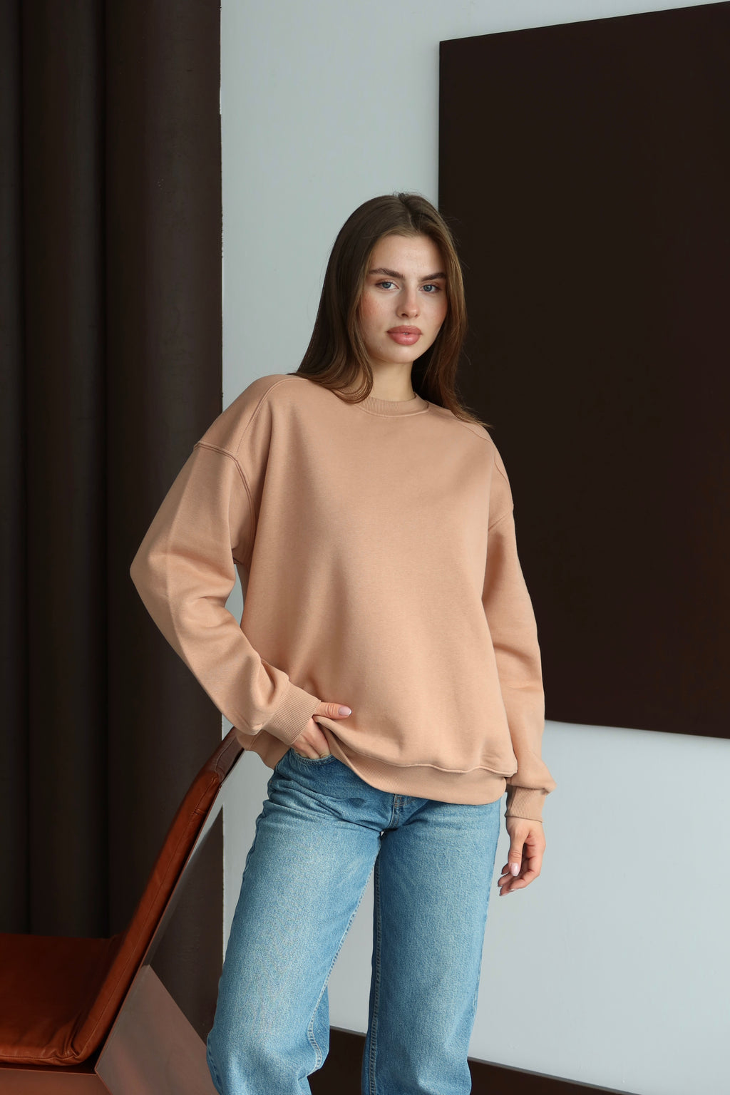 Yumuşak Dokulu Şardonlu Oversize Sweatshirt