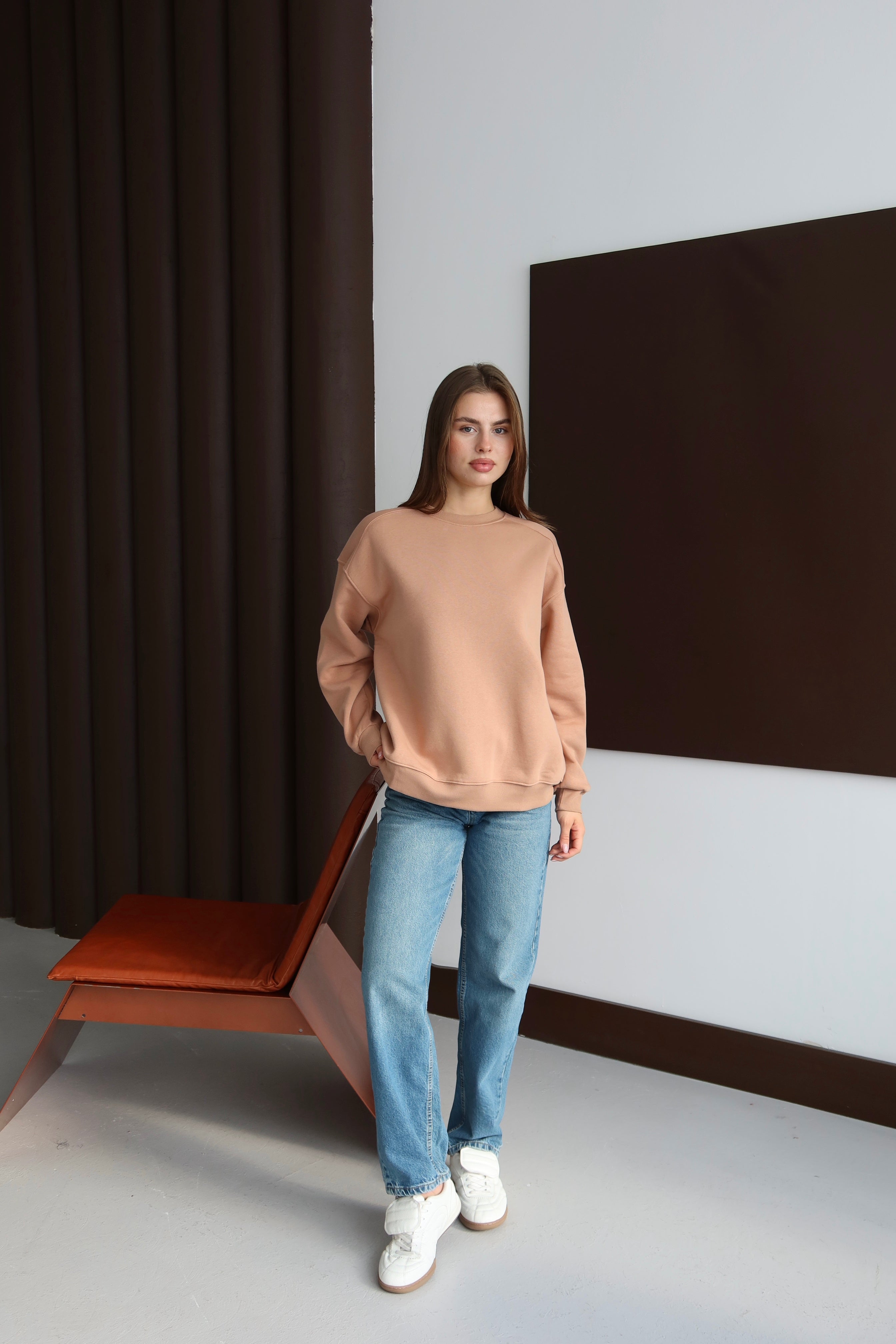 Yumuşak Dokulu Şardonlu Oversize Sweatshirt