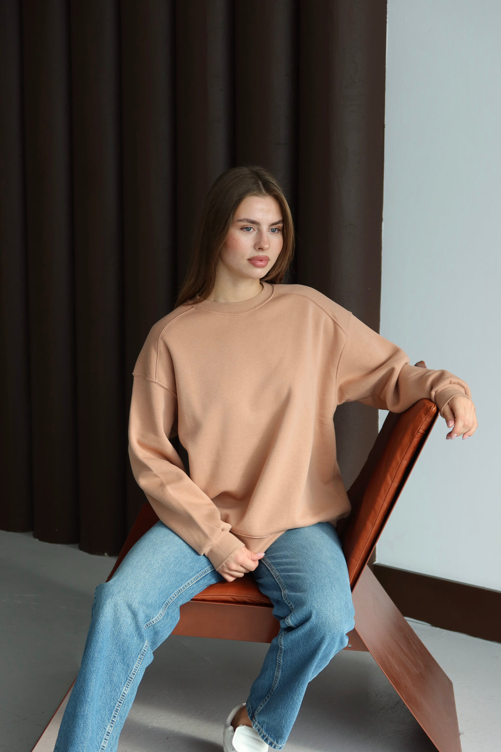 Yumuşak Dokulu Şardonlu Oversize Sweatshirt