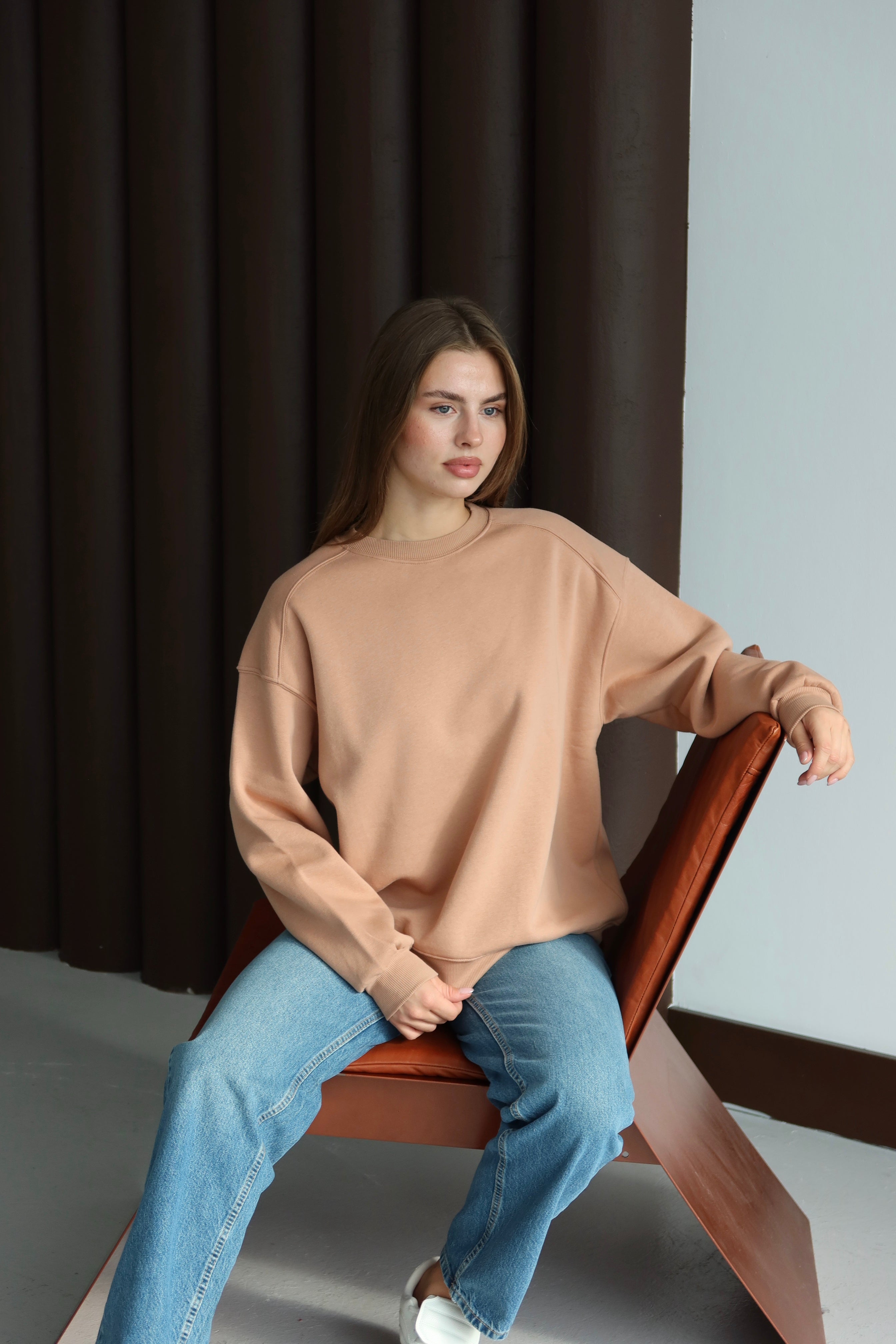 Yumuşak Dokulu Şardonlu Oversize Sweatshirt