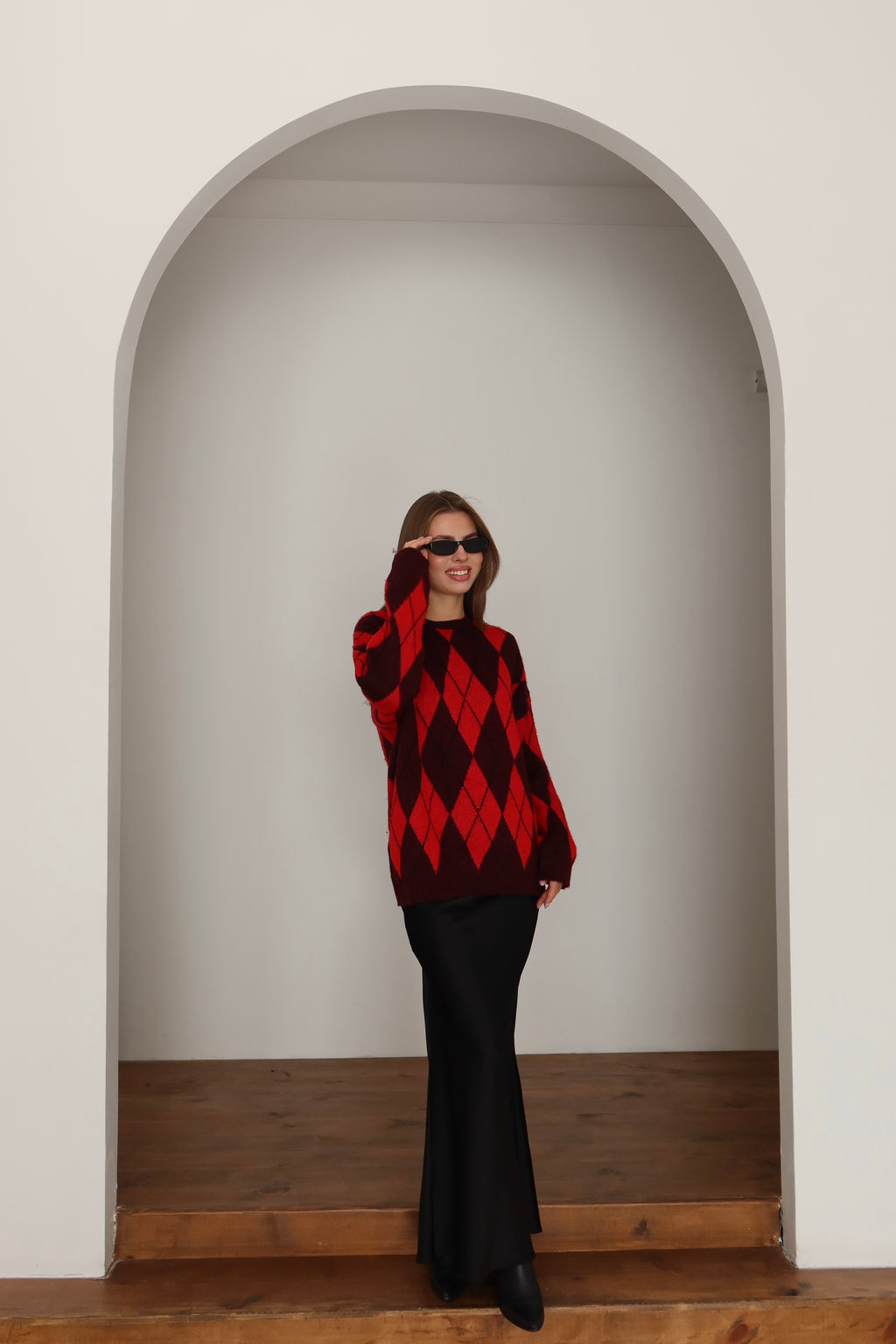 İki Renkli Baklava Desen Kazak