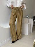 Elastic Waist Wide Leg Satin Trousers