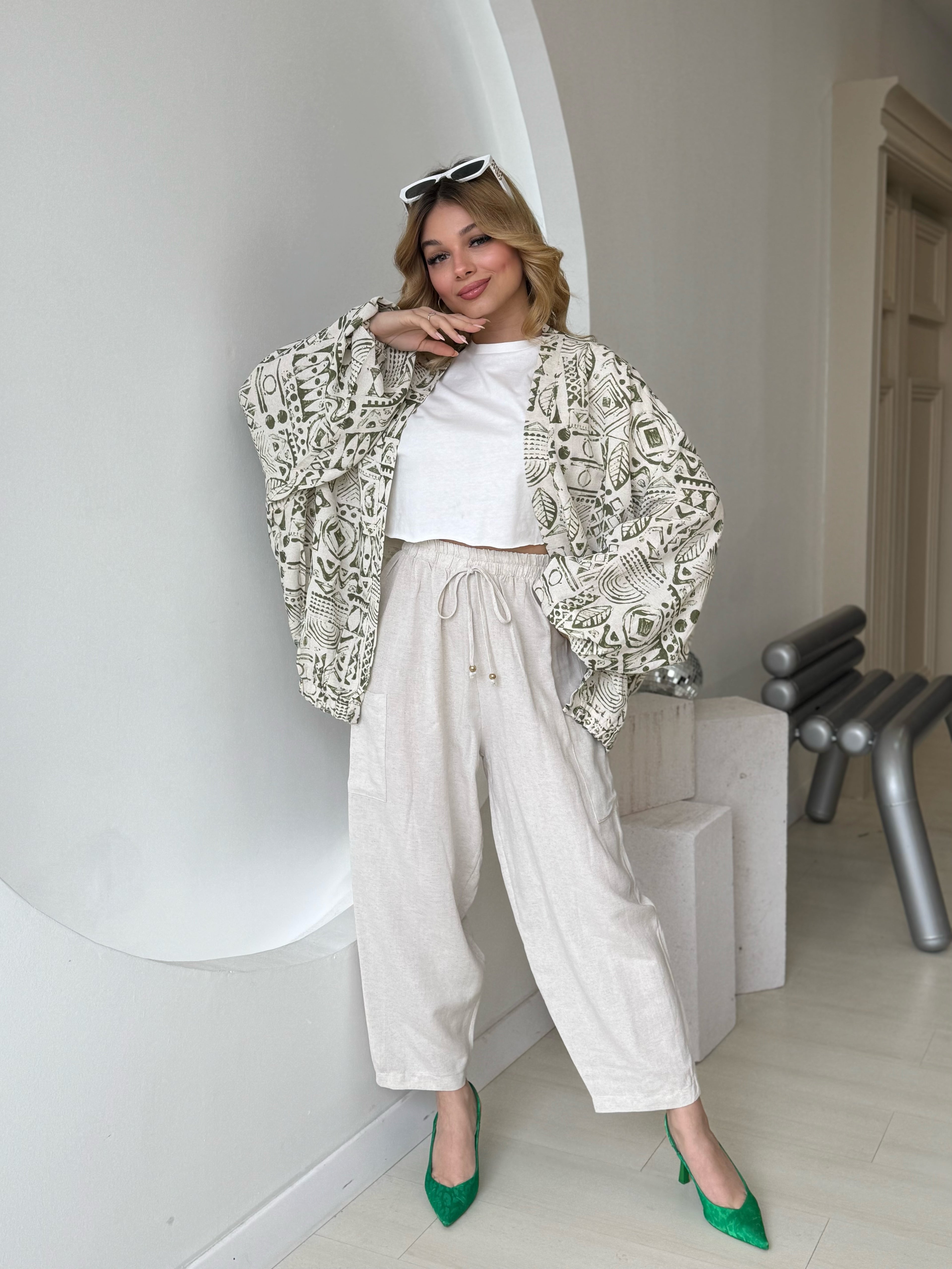 Oversize Nakışlı Kimono