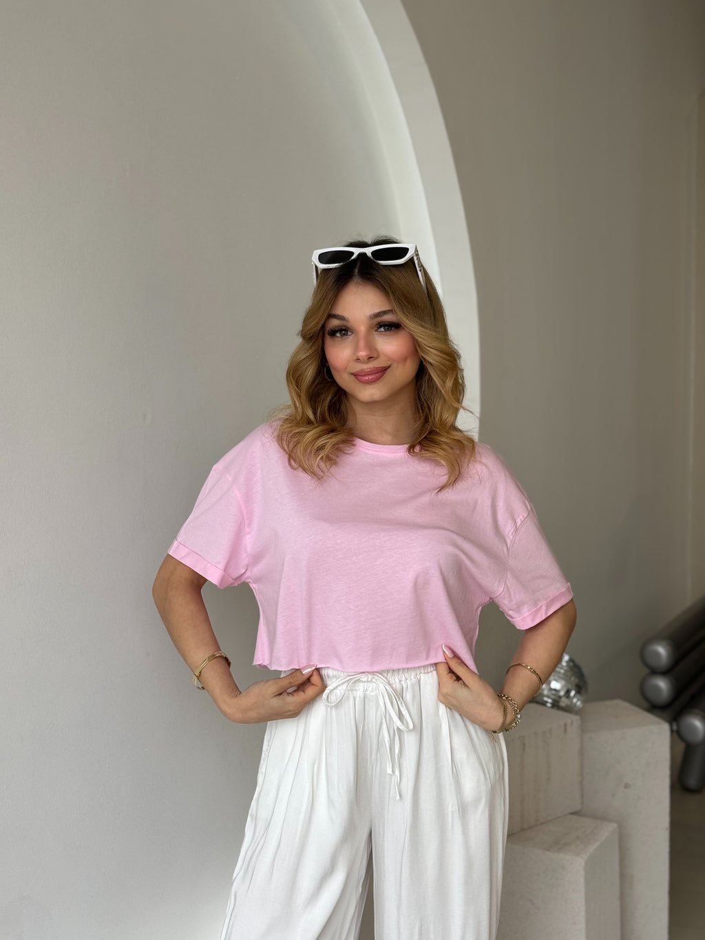 Pembe Kısa Kol Crop