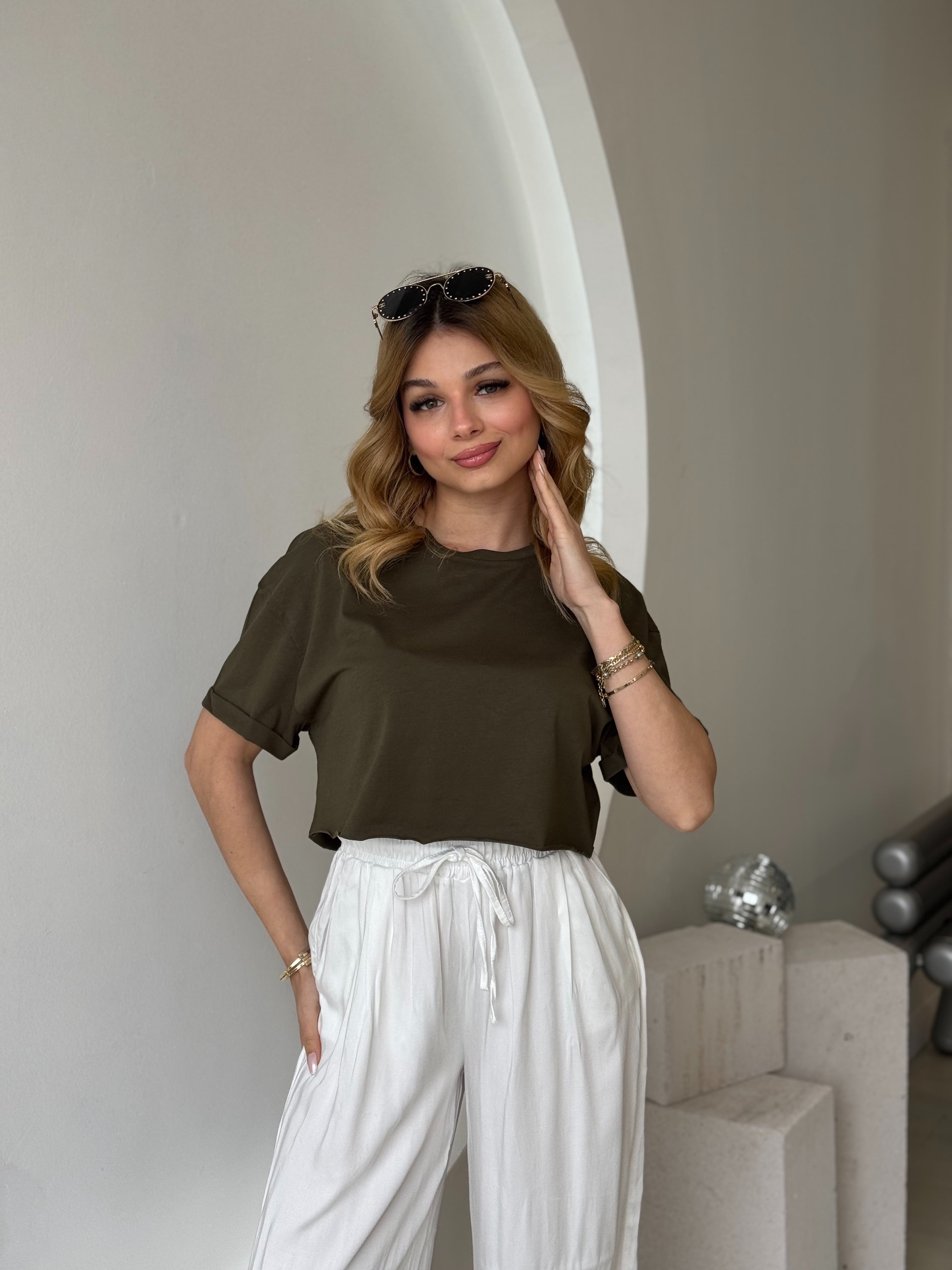 Yeşil Kısa Kol Crop