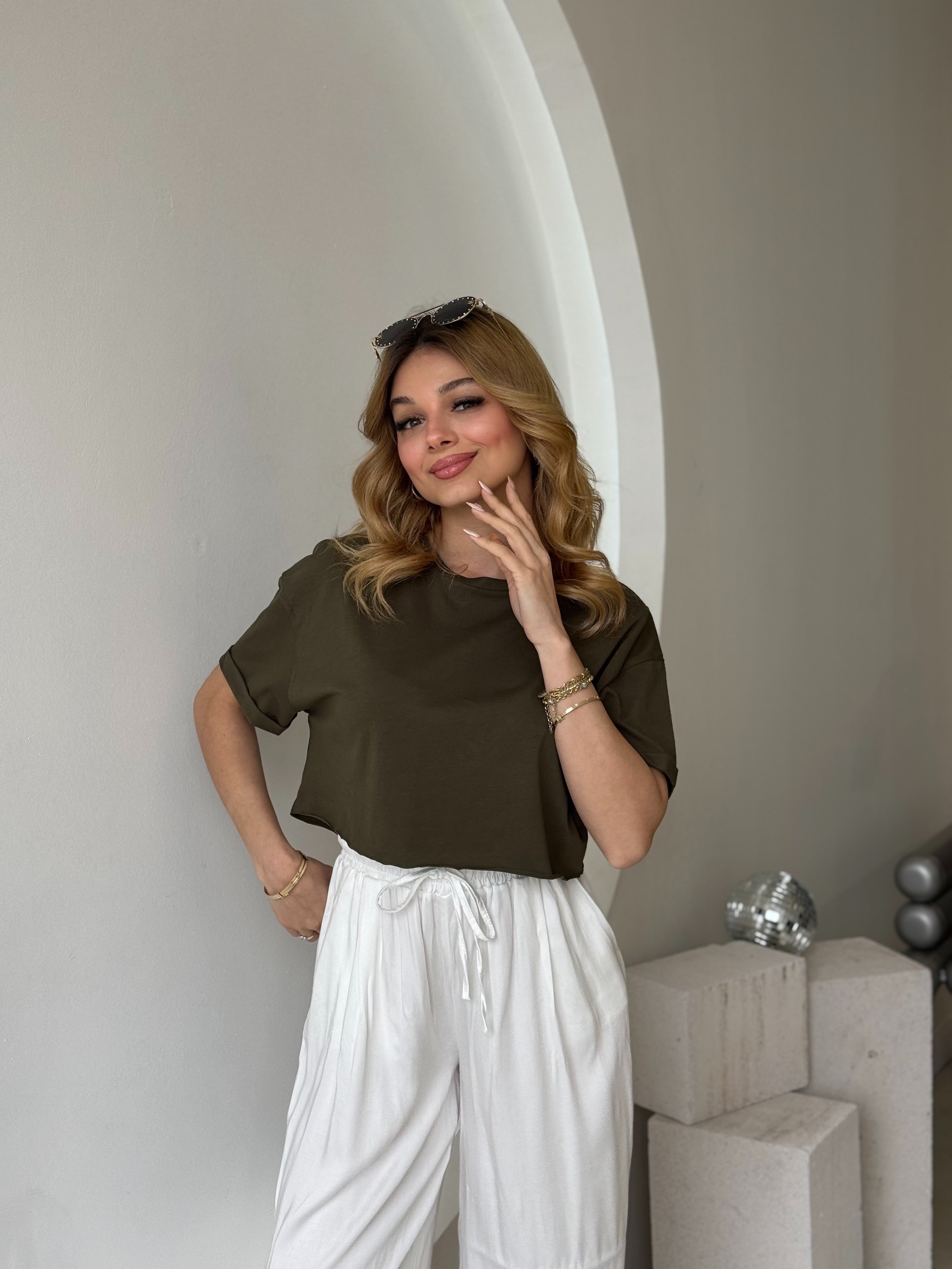 Yeşil Kısa Kol Crop