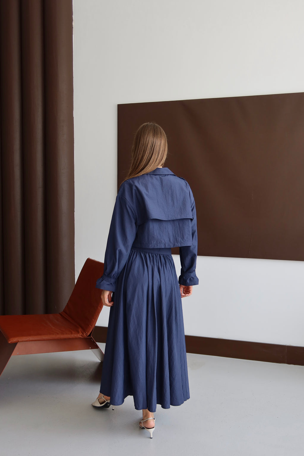 Lacivert Düğmeli Ceket Etek Takım