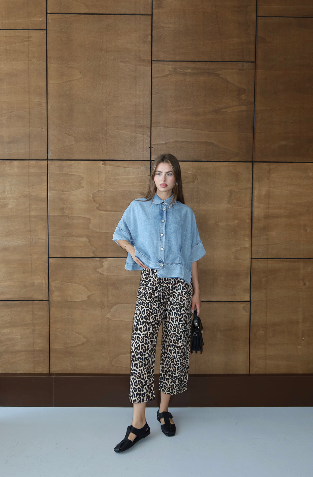 Mavi Tensel Kumaş Kot Gömlek