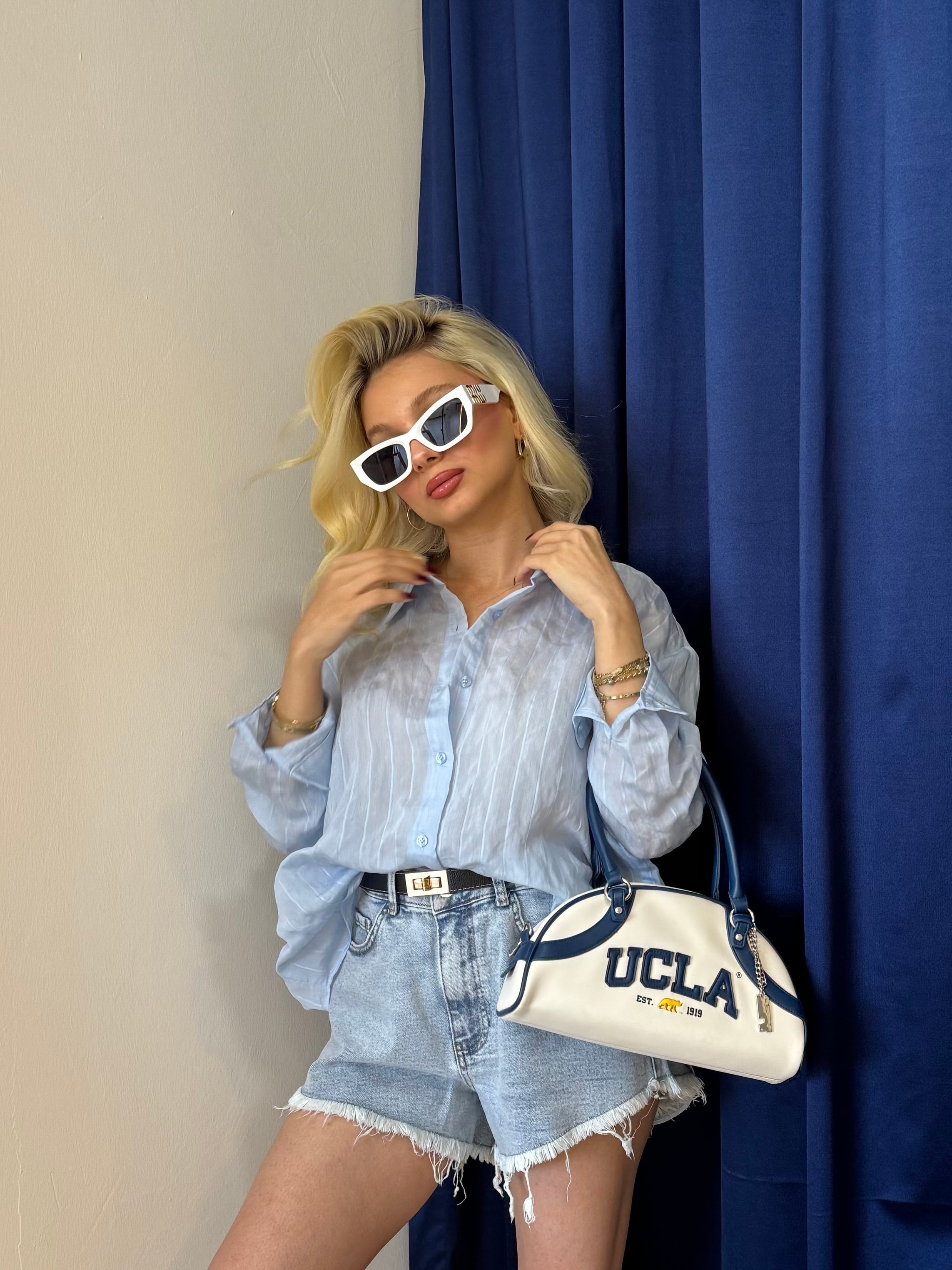 Mavi Oversize Gömlek