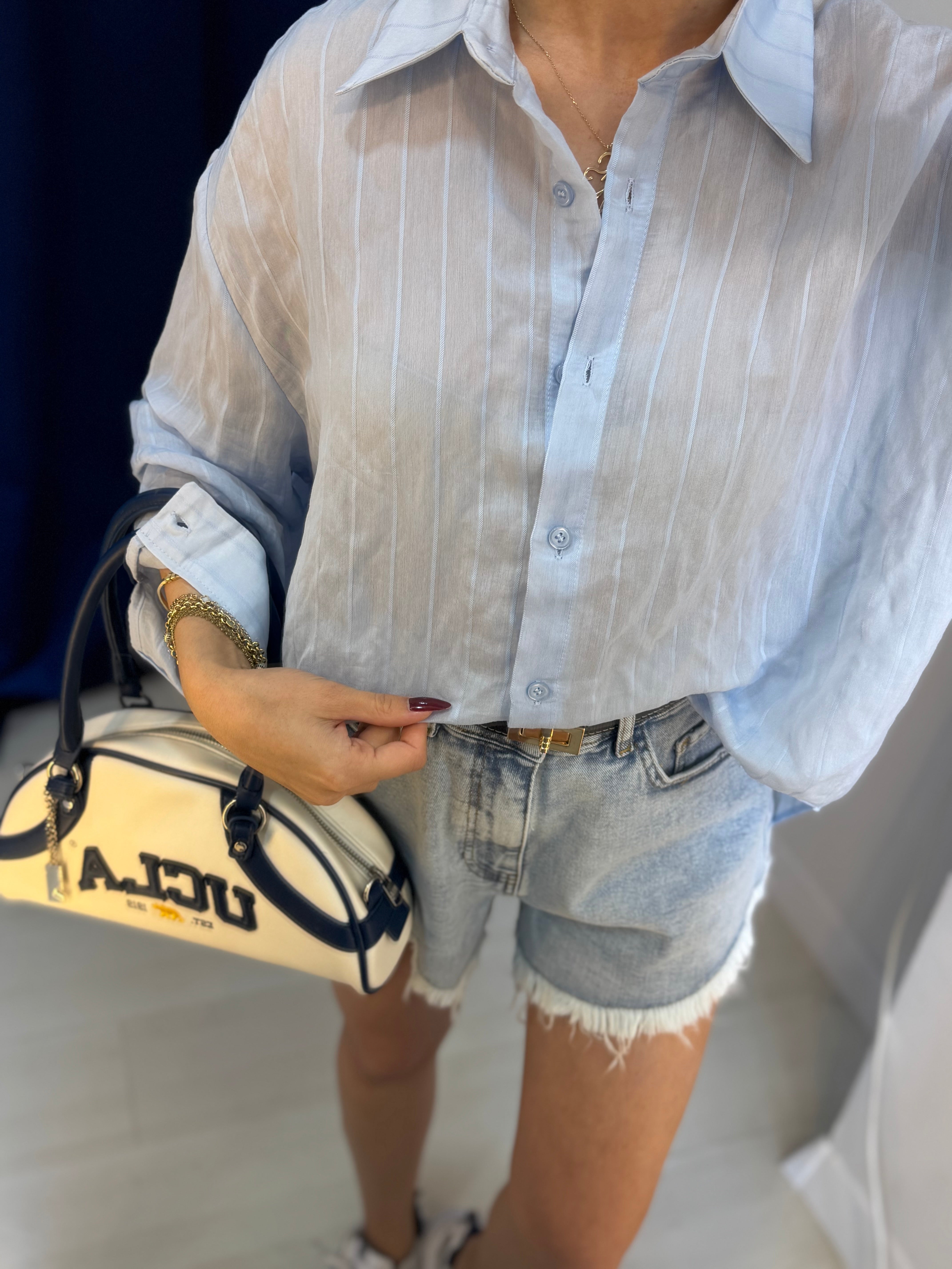 Mavi Oversize Gömlek