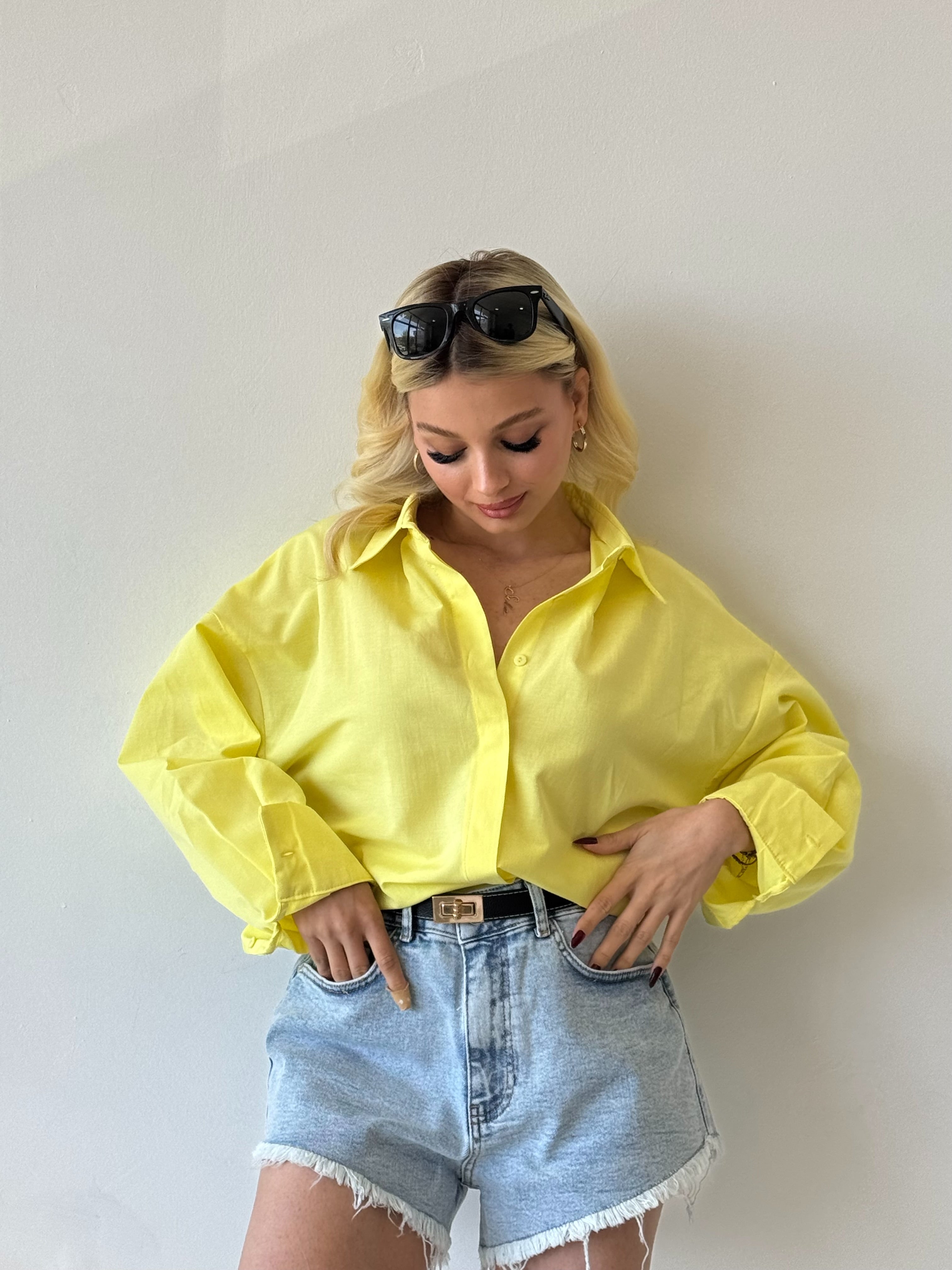 Oversize Sarı Gömlek