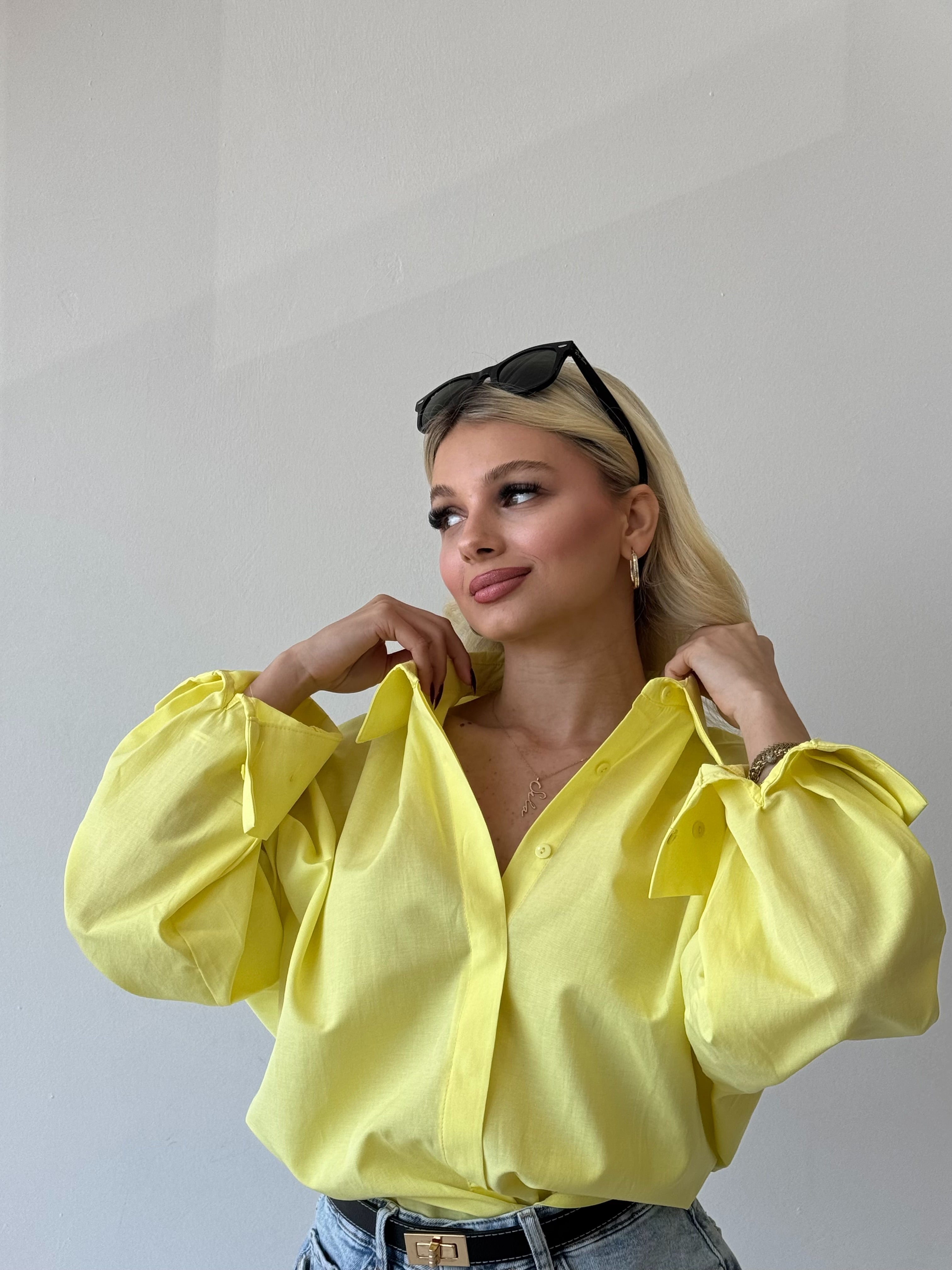 Oversize Sarı Gömlek
