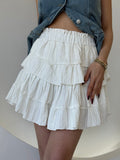 Krem Katlı Şortlu Etek