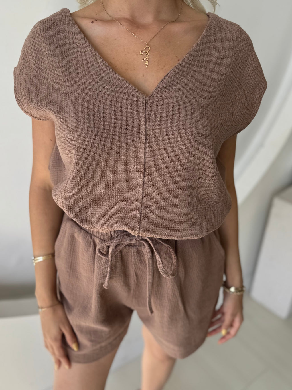 Ham Keten Şortlu Takım