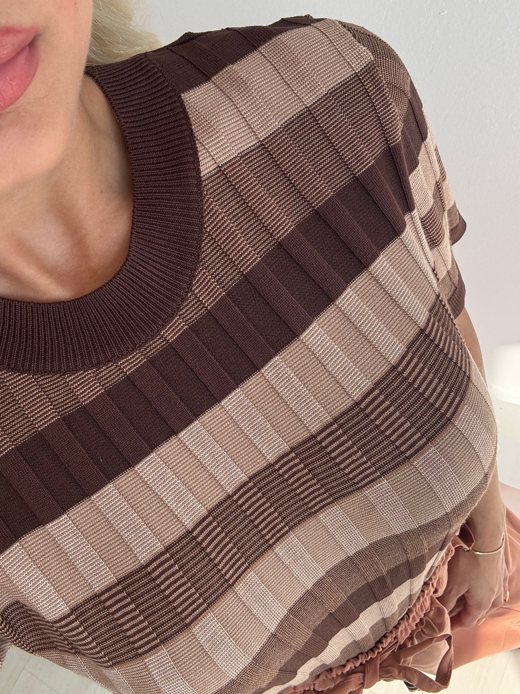 Bisiklet Yaka Çizgili Kısa Kol Triko