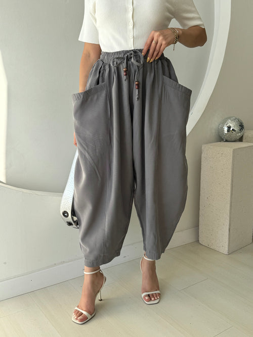 Antrasit Geniş Cepli Şalvar Pantolon