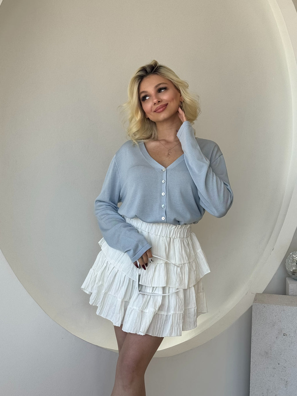 Bebe Mavisi Mevsimlik  Düğmeli Hırka