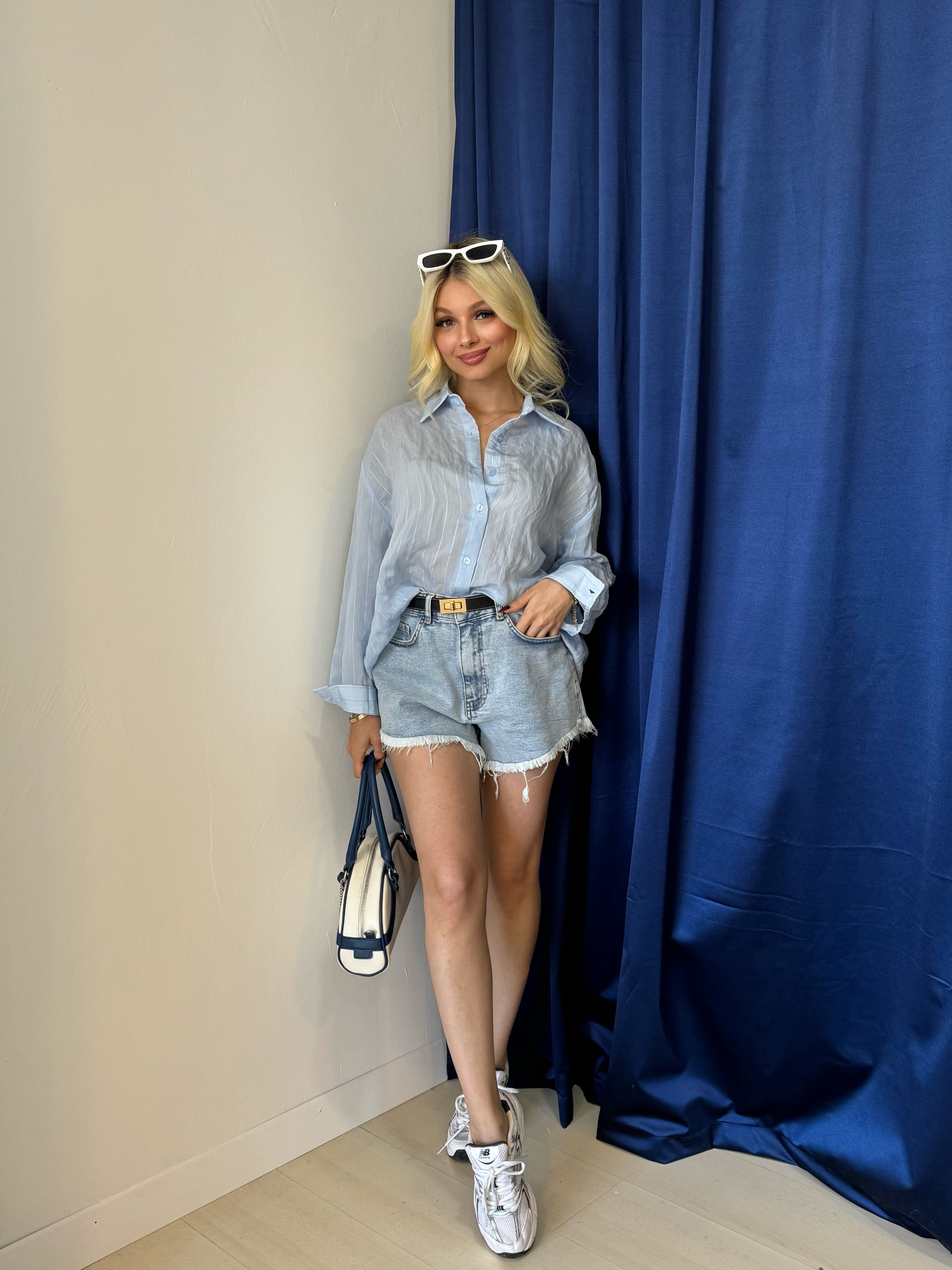 Mavi Oversize Gömlek