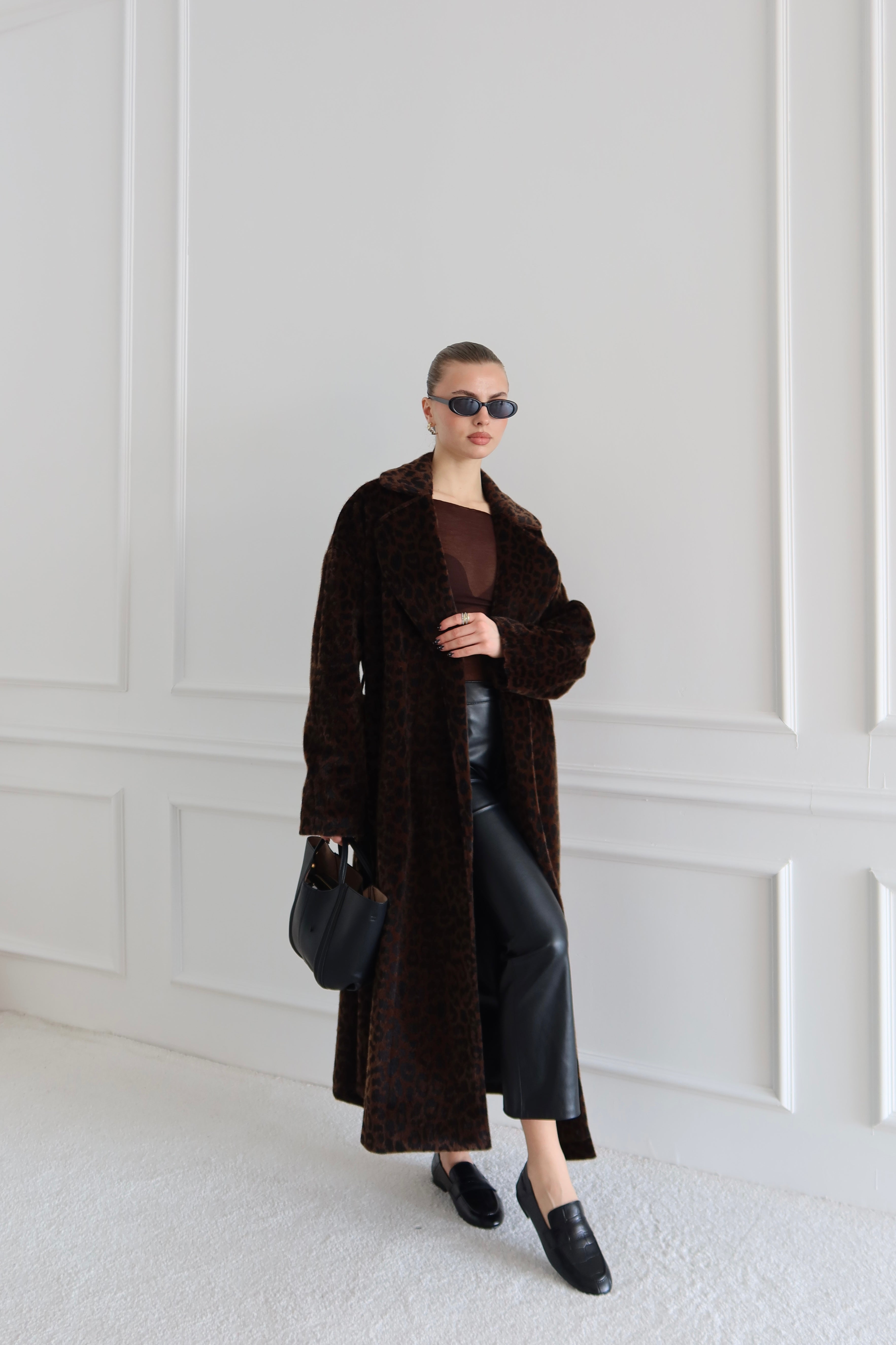 LEOPAR DESEN PREMIUM UZUN KAŞE KABAN