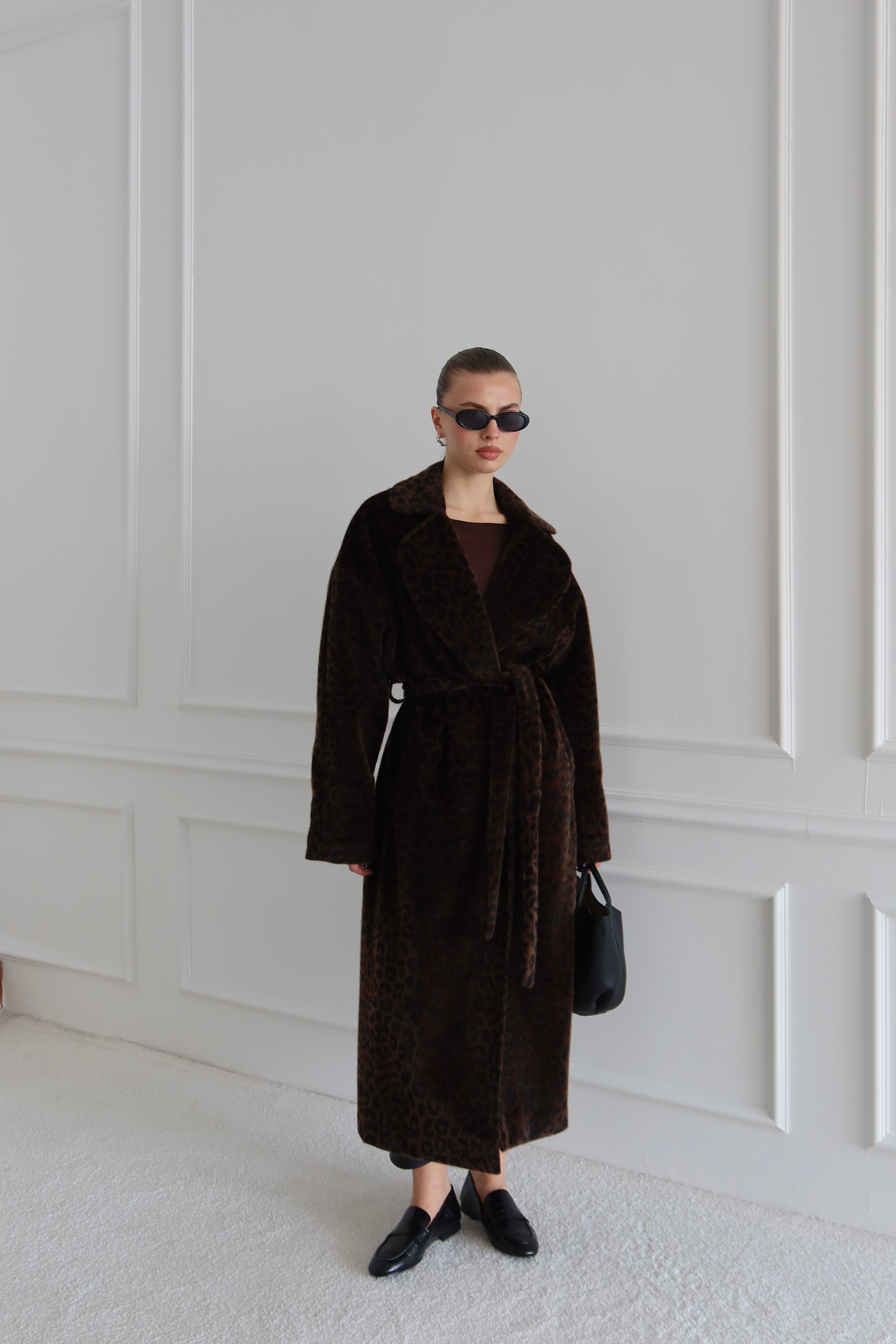 LEOPAR DESEN PREMIUM UZUN KAŞE KABAN