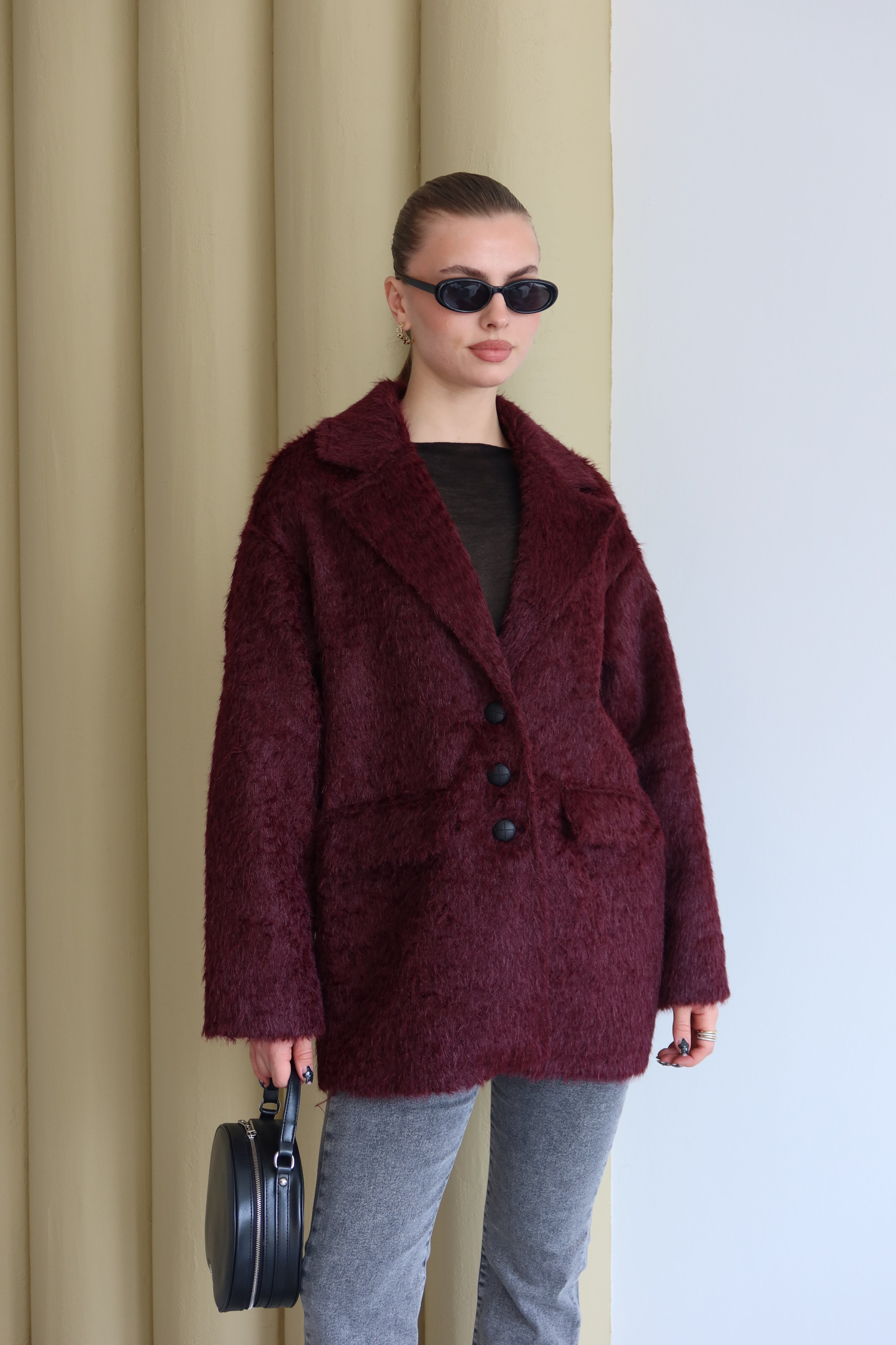 BORDO TÜYLÜ KAŞE CEKET