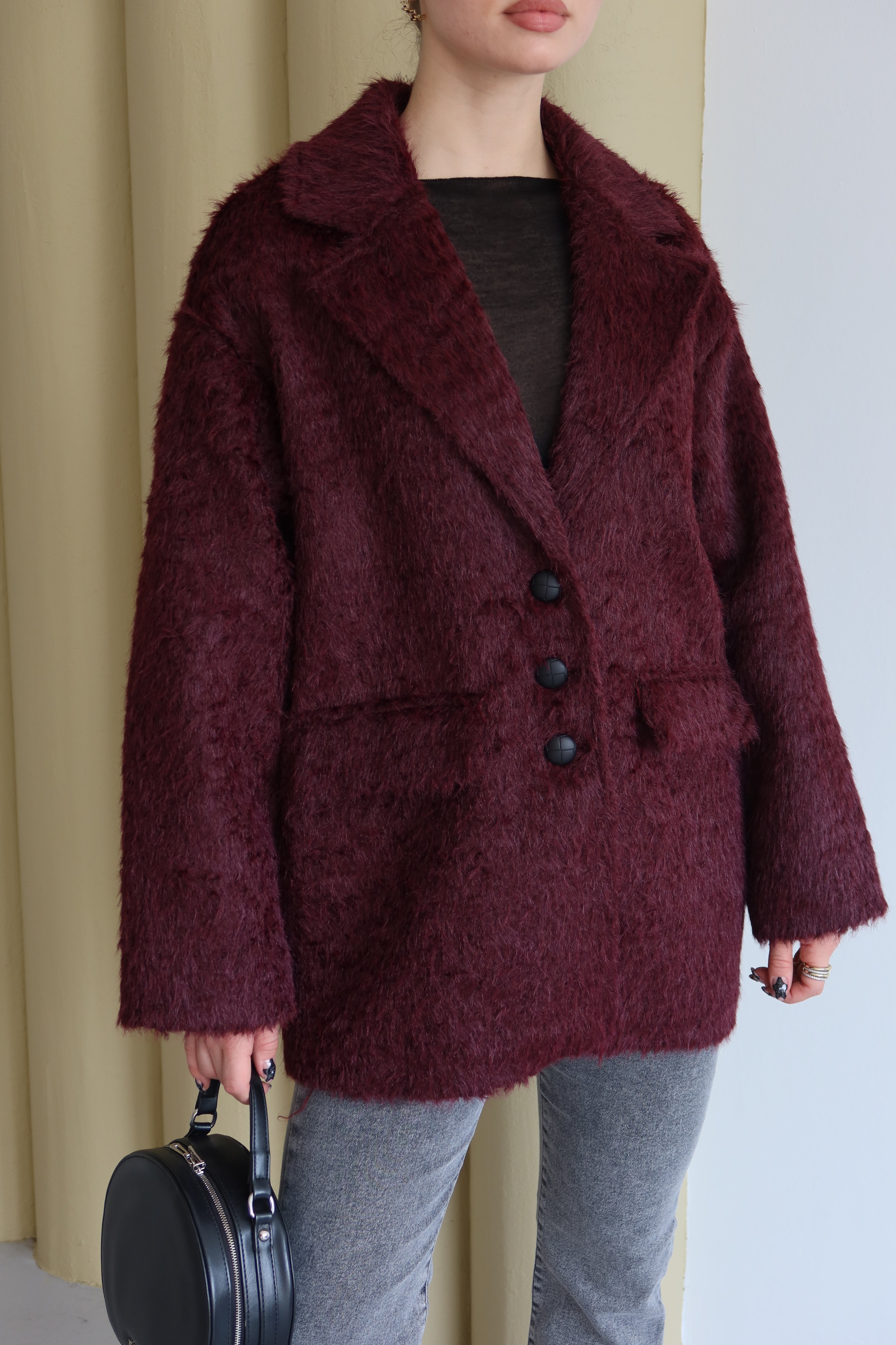 BORDO TÜYLÜ KAŞE CEKET