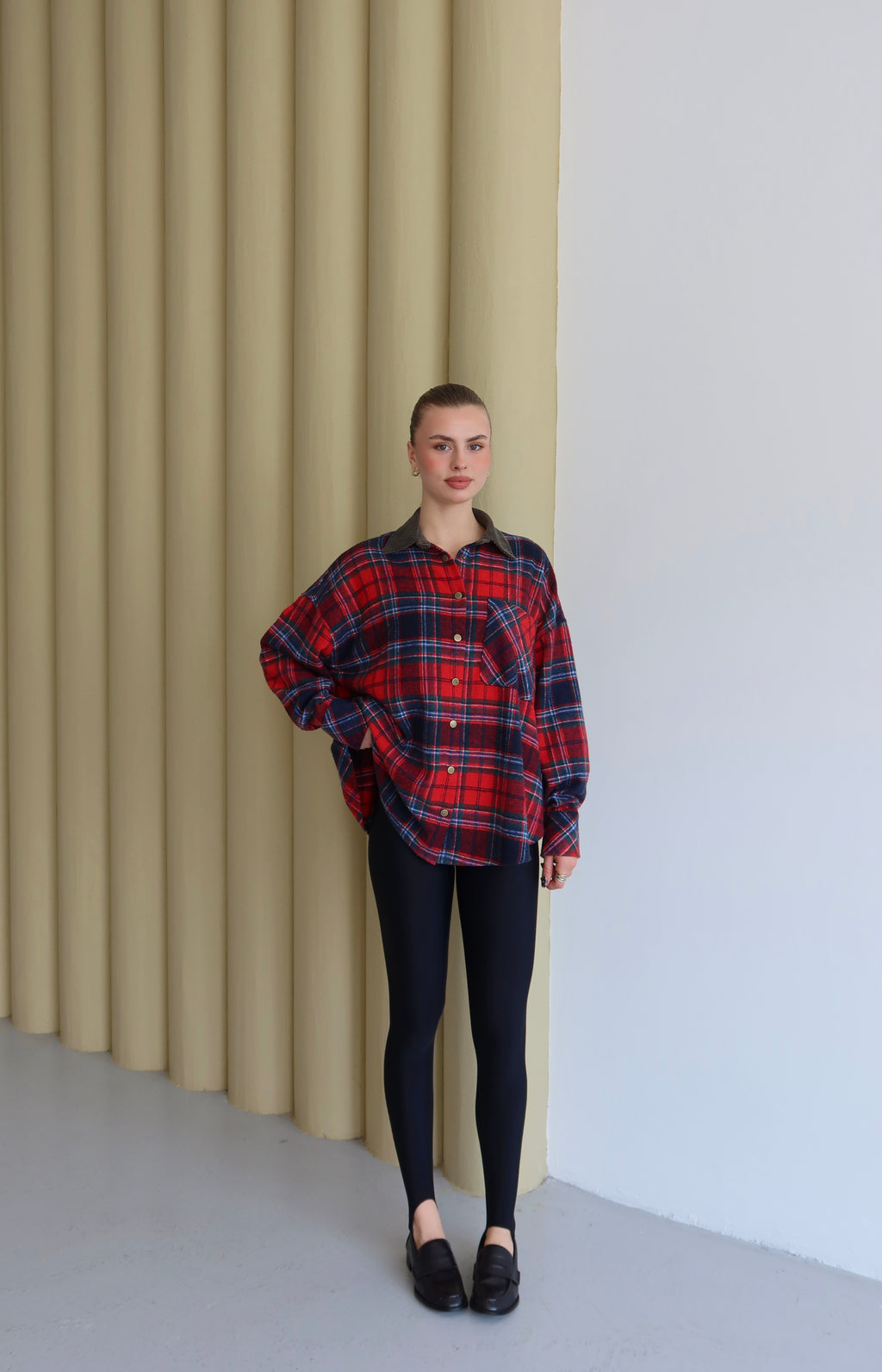 Kırmızı Ekose Oversize Gömlek