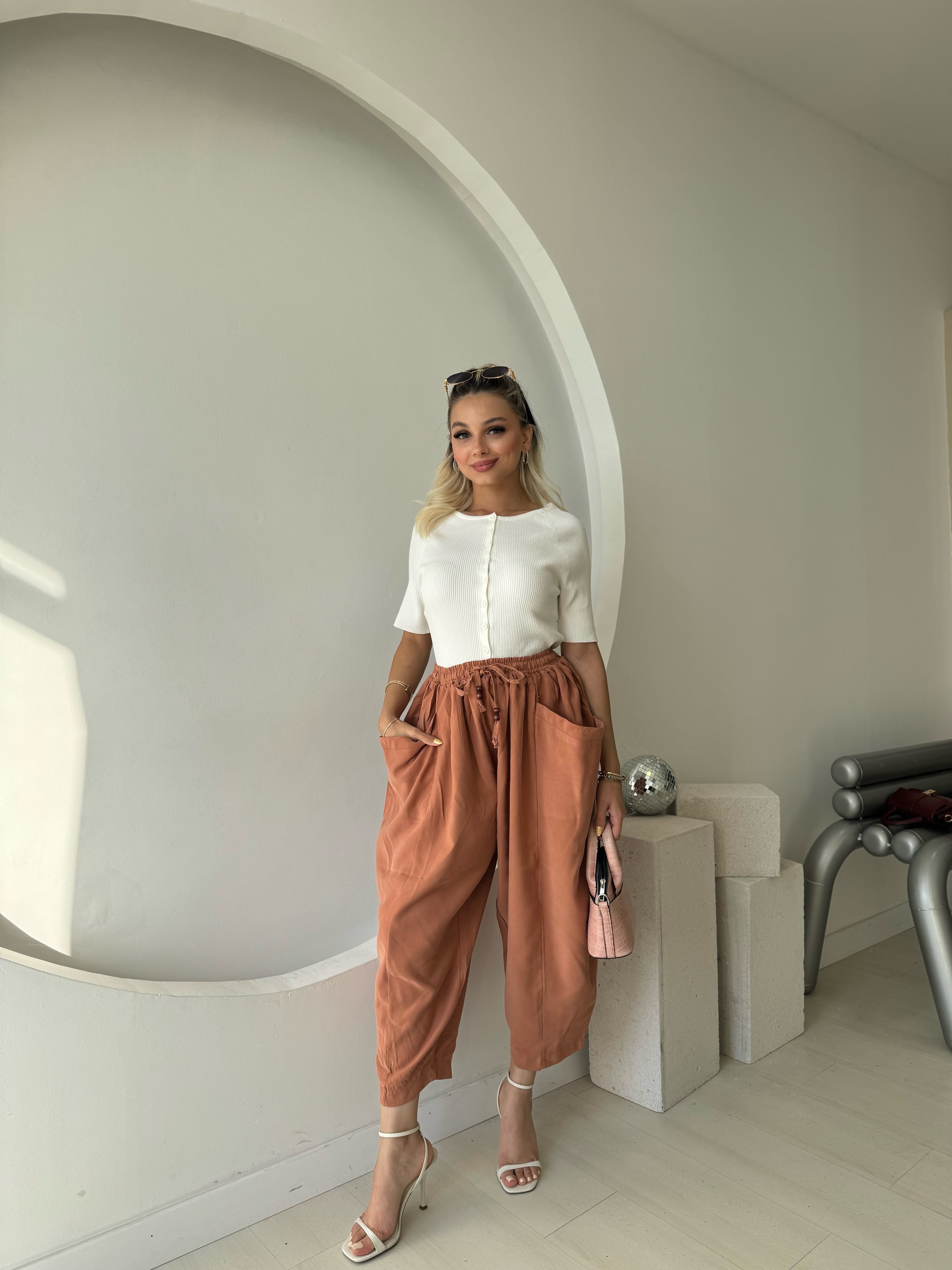 Somon Geniş Cepli Şalvar Pantolon