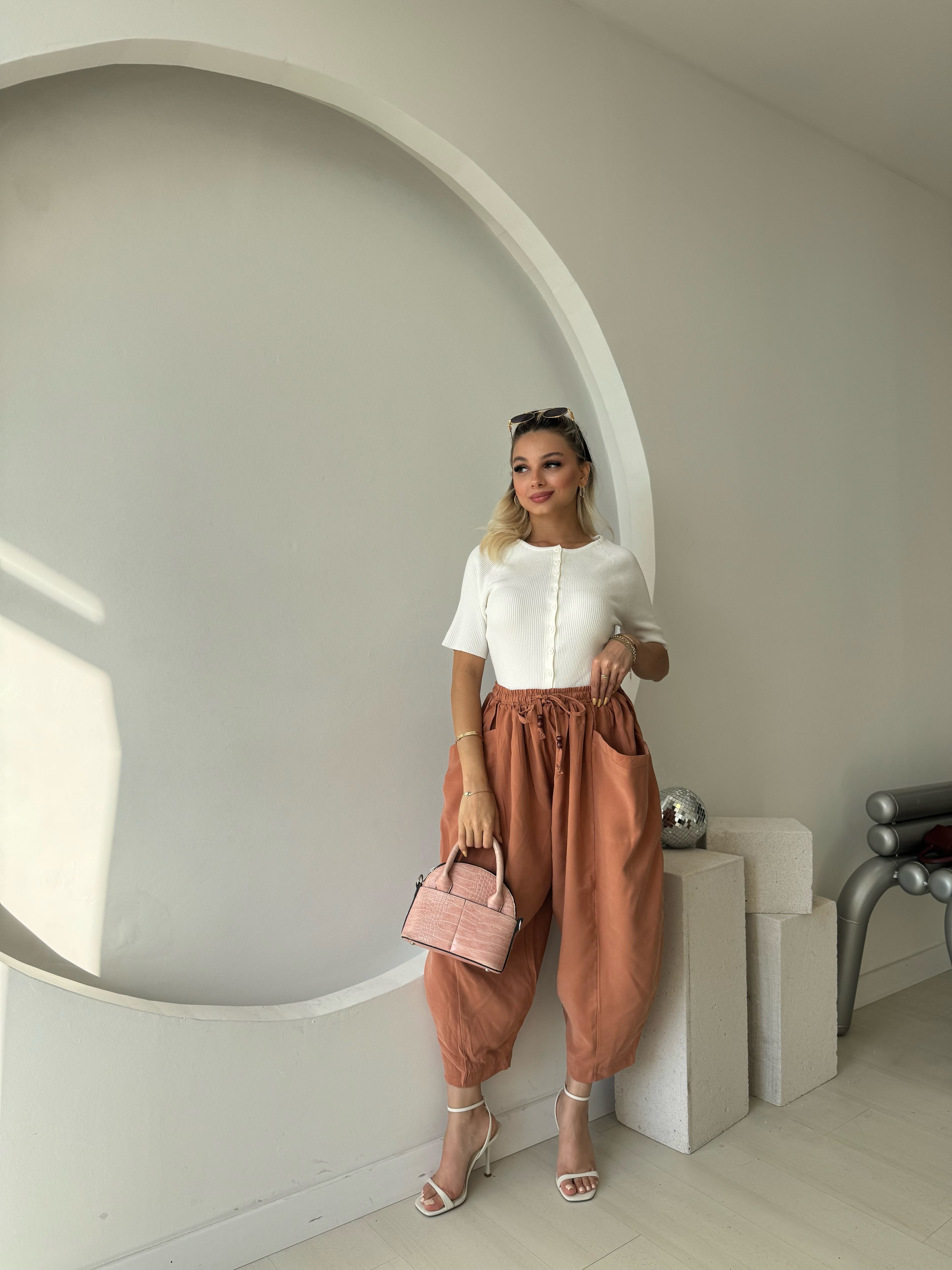 Somon Geniş Cepli Şalvar Pantolon