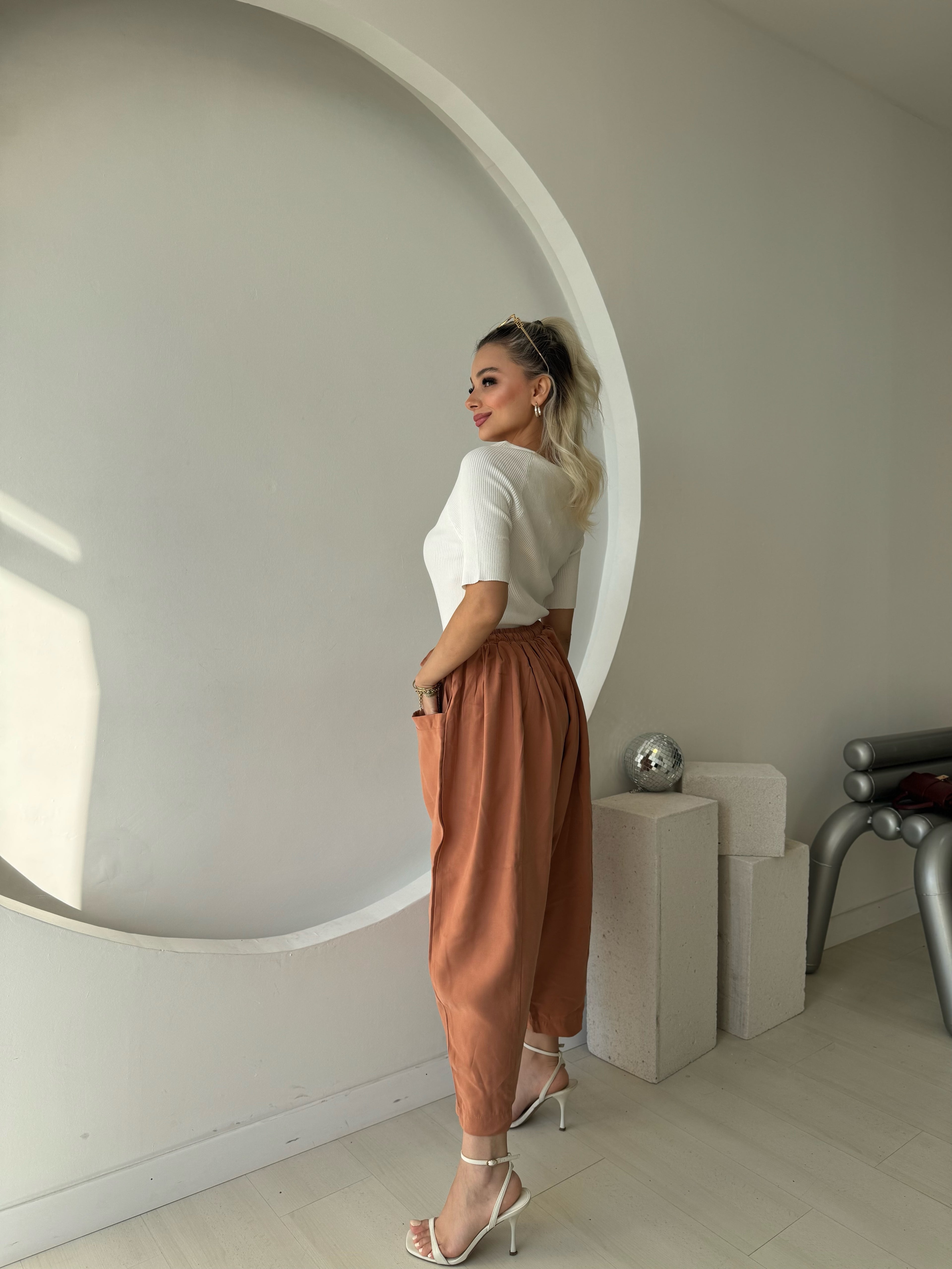 Somon Geniş Cepli Şalvar Pantolon