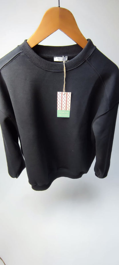 Siyah Yumuşak Dokulu Oversize Sweatshirt