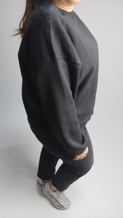 Siyah Yumuşak Dokulu Oversize Sweatshirt