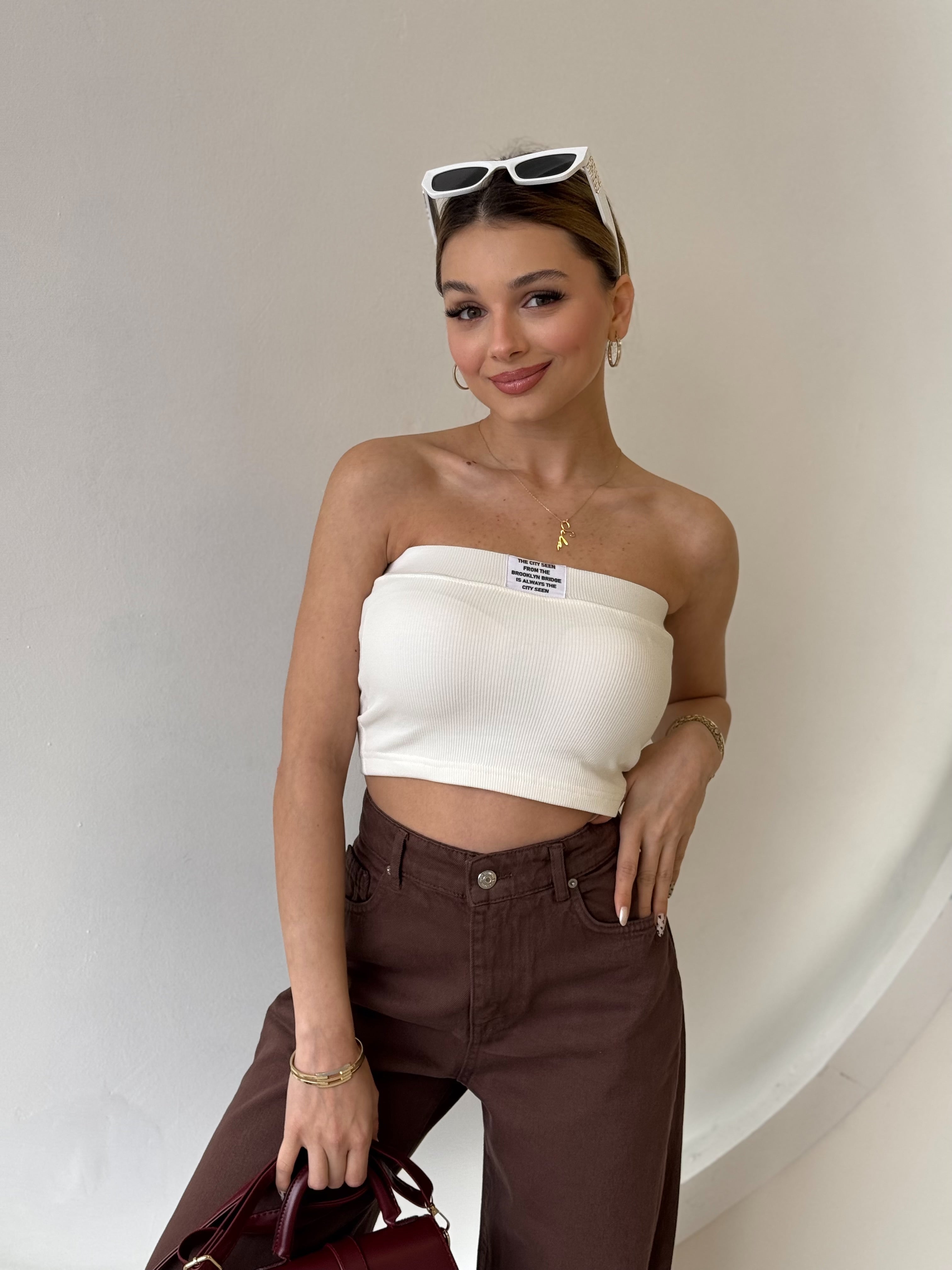 Ekru Fitilli Crop