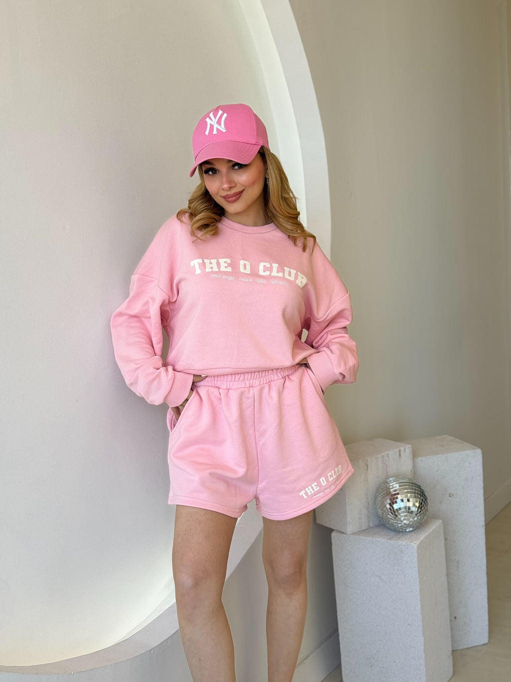 Pembe Sweat Şort Takım