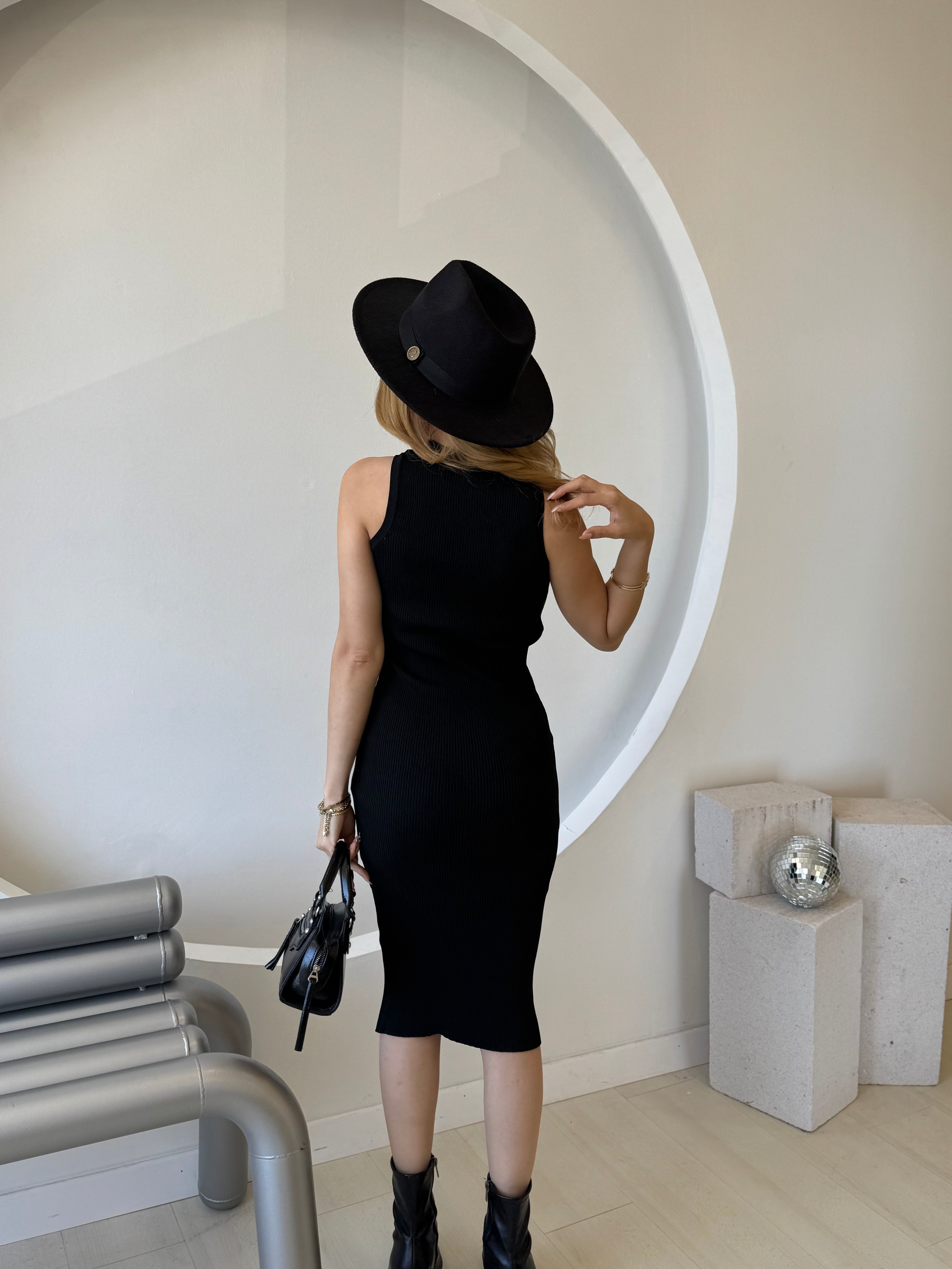 Siyak Bisiklet Yaka Basic Triko Elbise