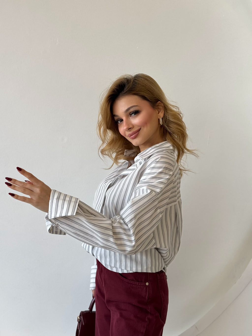 Oversize Çizgili Gömlek