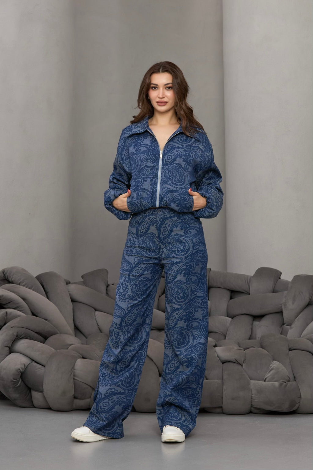 DESENLİ KOT GÖRÜNÜMLÜ TAKIM